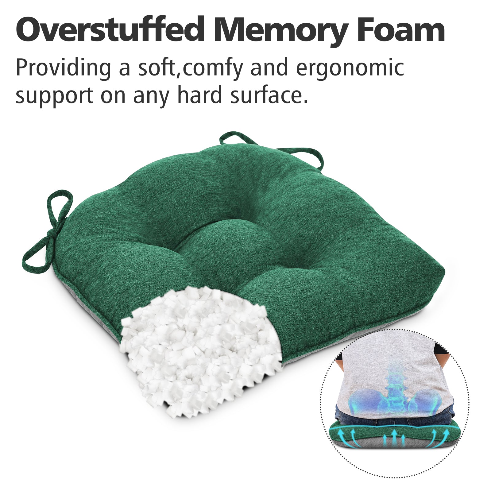 Chair Cushions for Dining Chairs Tufted Memory Foam Chair Pads Non-Slip Seat Cushions - Shinnwa