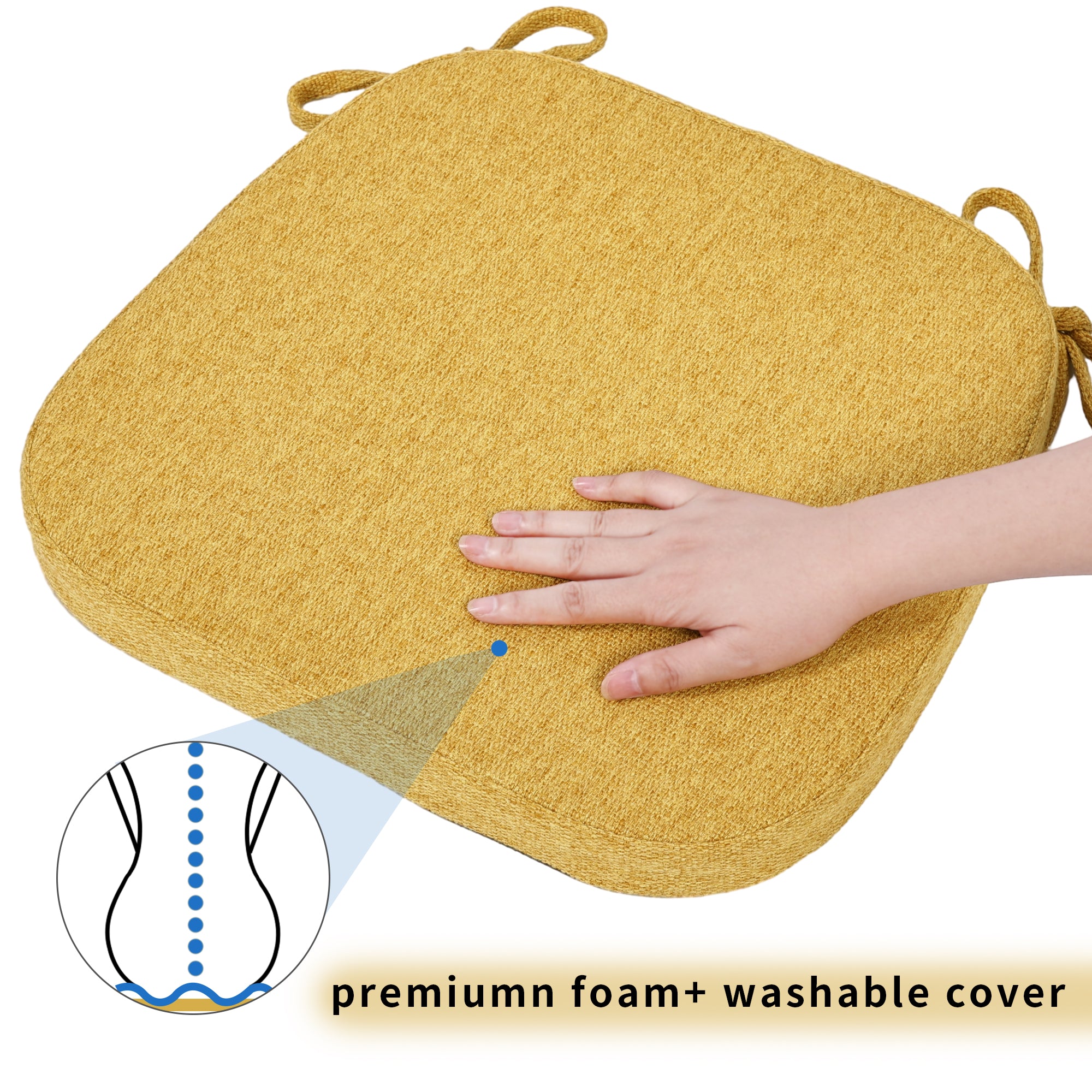 Square Memory Foam Dining Chair Cushion - Shinnwa