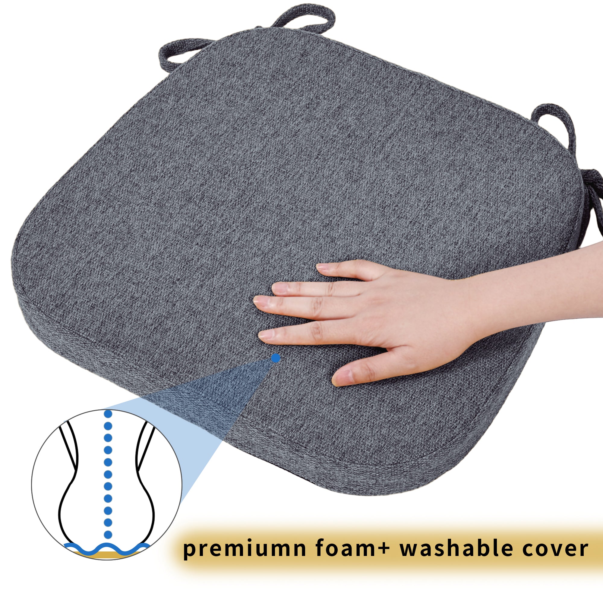Square Memory Foam Dining Chair Cushion - Shinnwa