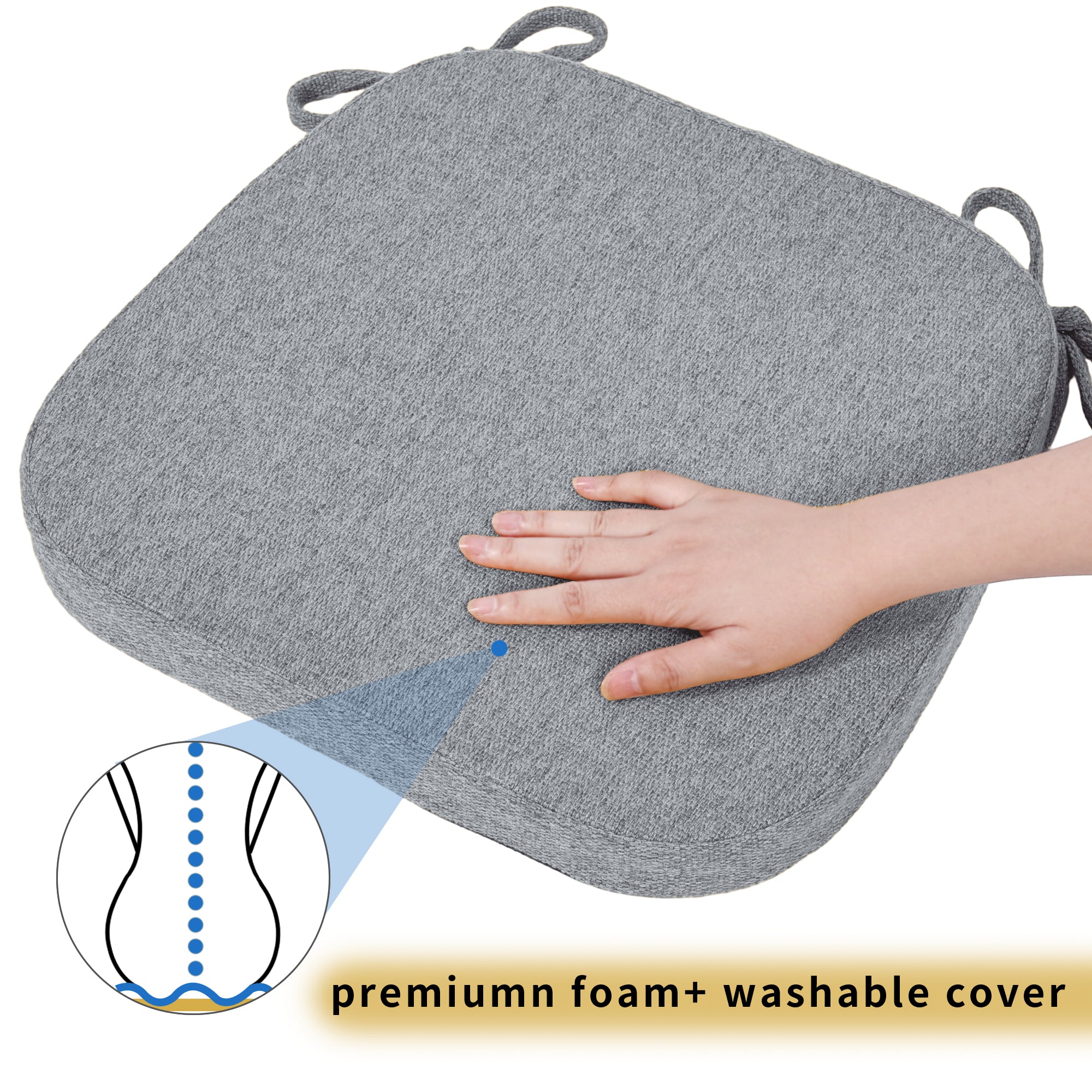 Square Memory Foam Dining Chair Cushion - Shinnwa