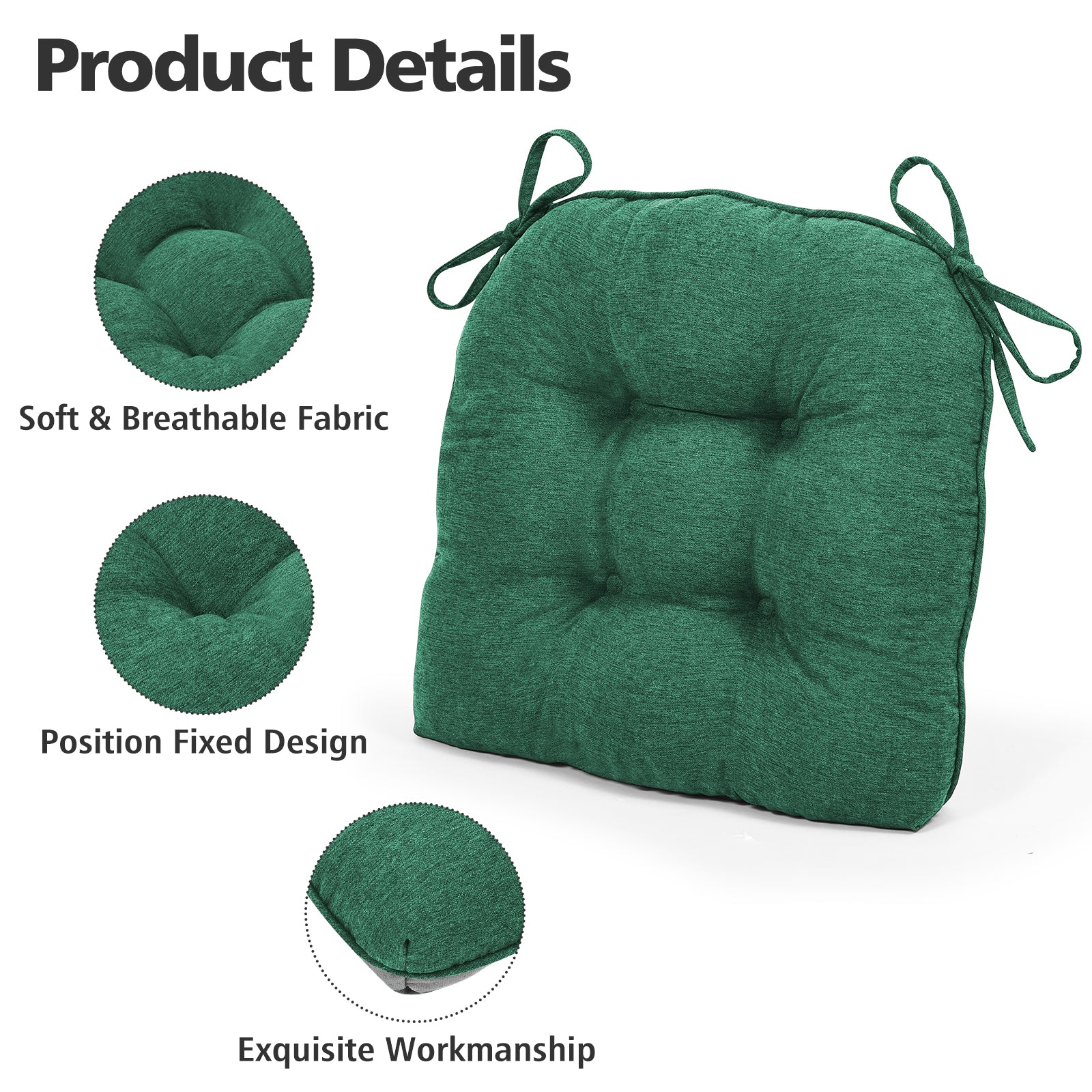 Chair Cushions for Dining Chairs Tufted Memory Foam Chair Pads Non-Slip Seat Cushions - Shinnwa