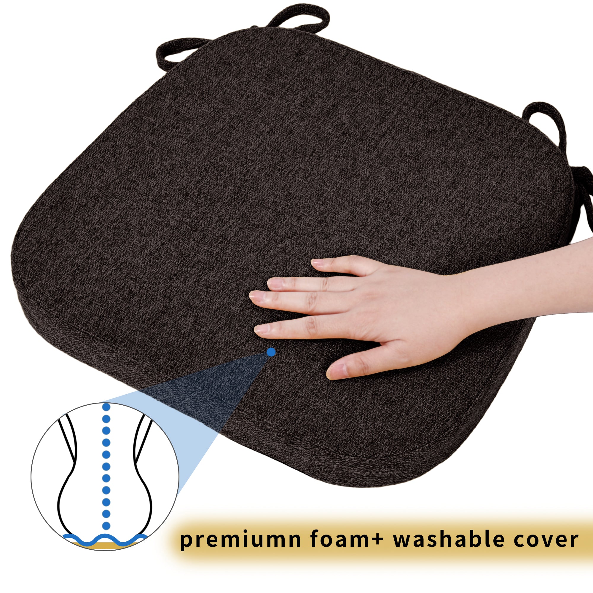 Square Memory Foam Dining Chair Cushion - Shinnwa