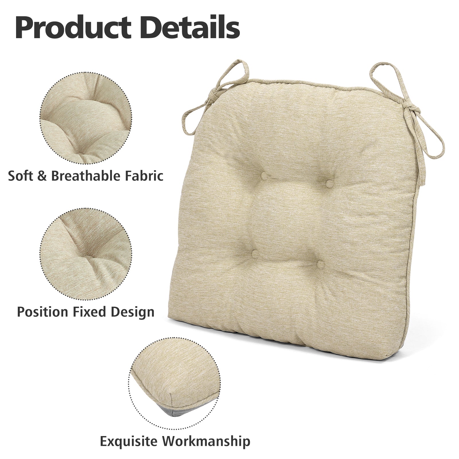 Chair Cushions for Dining Chairs Tufted Memory Foam Chair Pads Non-Slip Seat Cushions