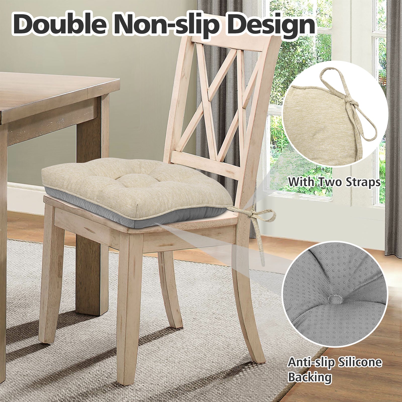 Chair Cushions for Dining Chairs Tufted Memory Foam Chair Pads Non-Slip Seat Cushions