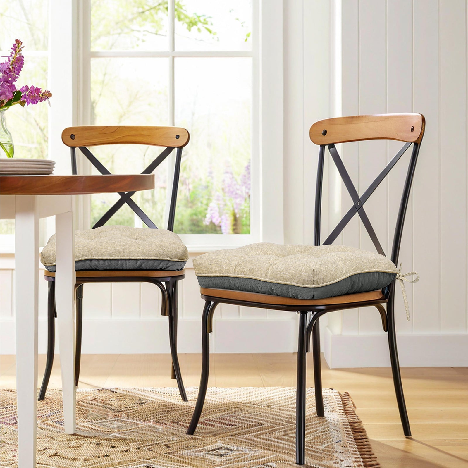 Chair Cushions for Dining Chairs Tufted Memory Foam Chair Pads Non-Slip Seat Cushions