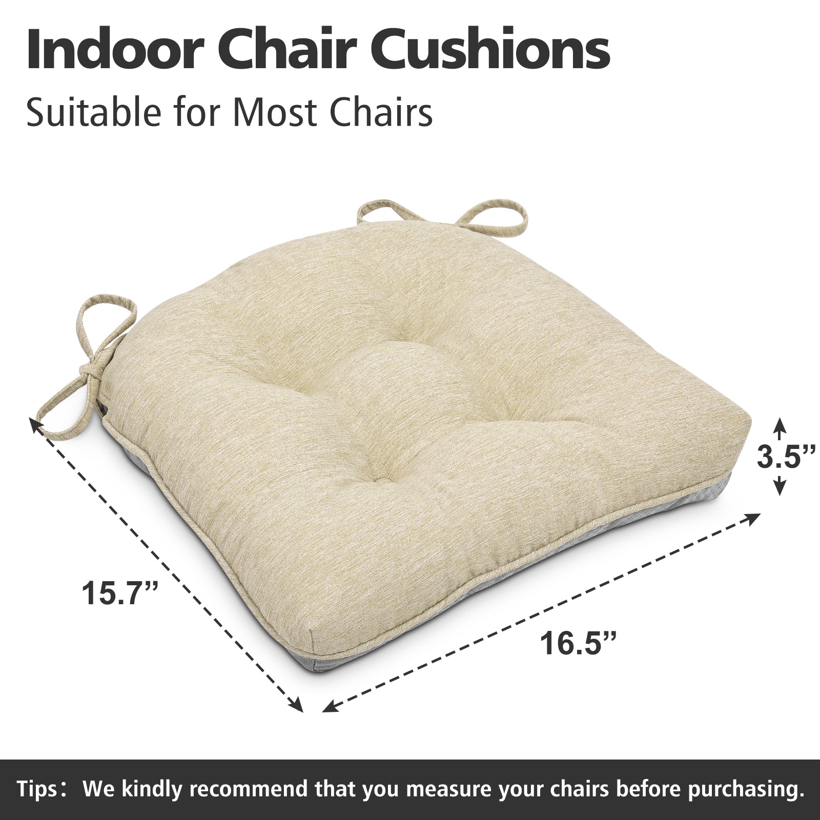 Chair Cushions for Dining Chairs Tufted Memory Foam Chair Pads Non-Slip Seat Cushions