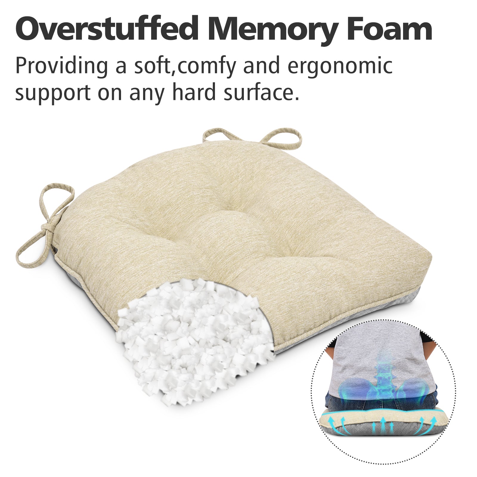 Chair Cushions for Dining Chairs Tufted Memory Foam Chair Pads Non-Slip Seat Cushions