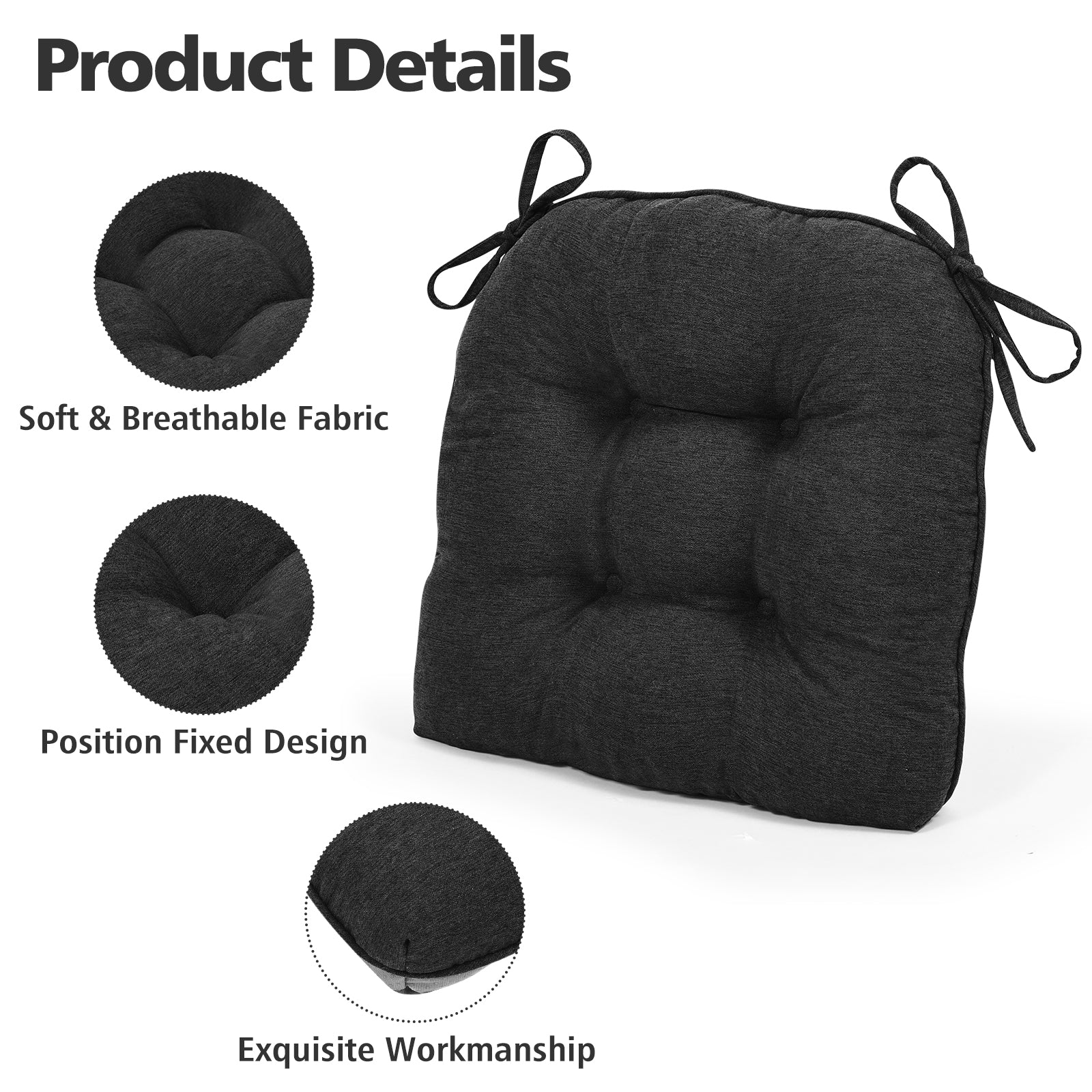 Chair Cushions for Dining Chairs Tufted Memory Foam Chair Pads Non-Slip Seat Cushions
