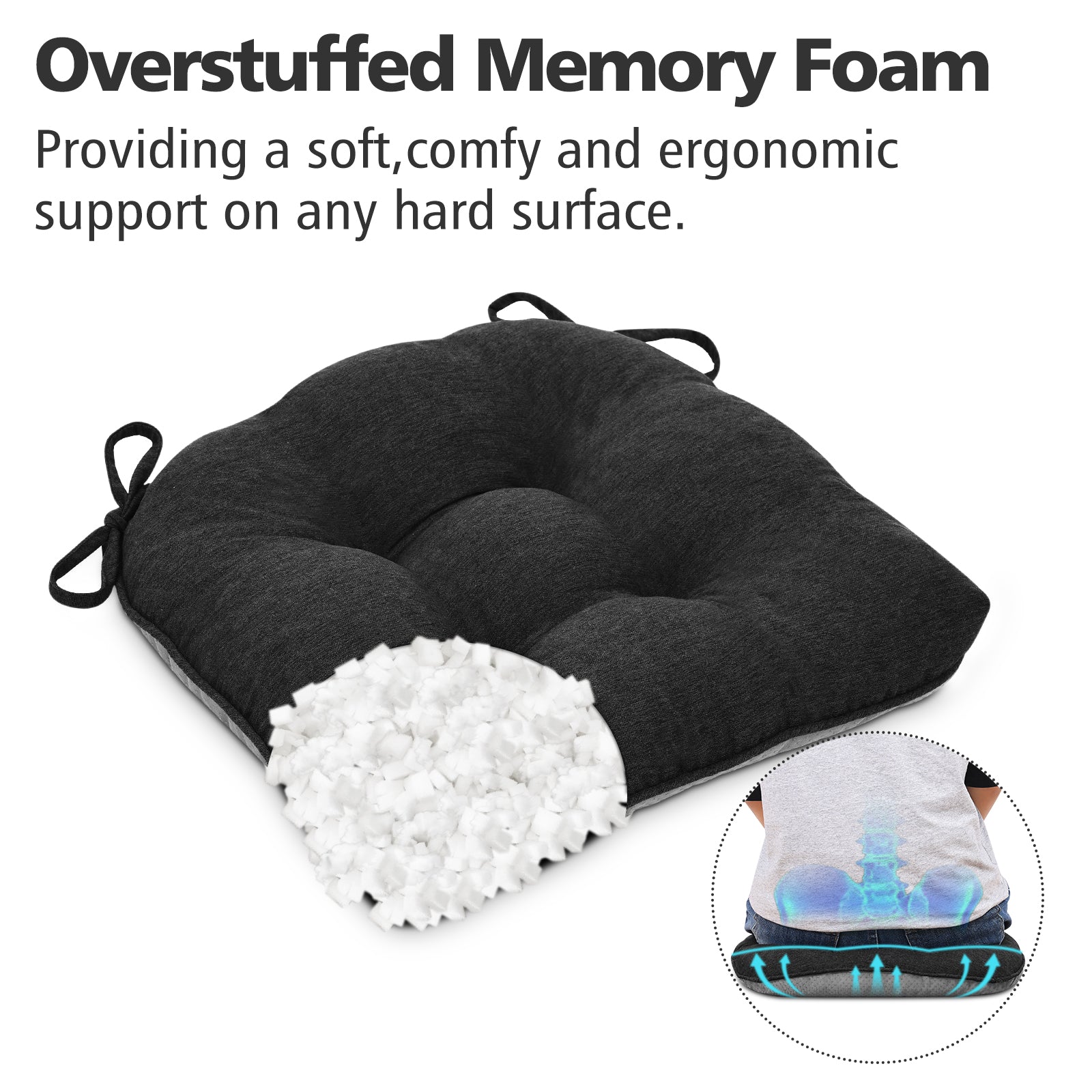 Chair Cushions for Dining Chairs Tufted Memory Foam Chair Pads Non-Slip Seat Cushions