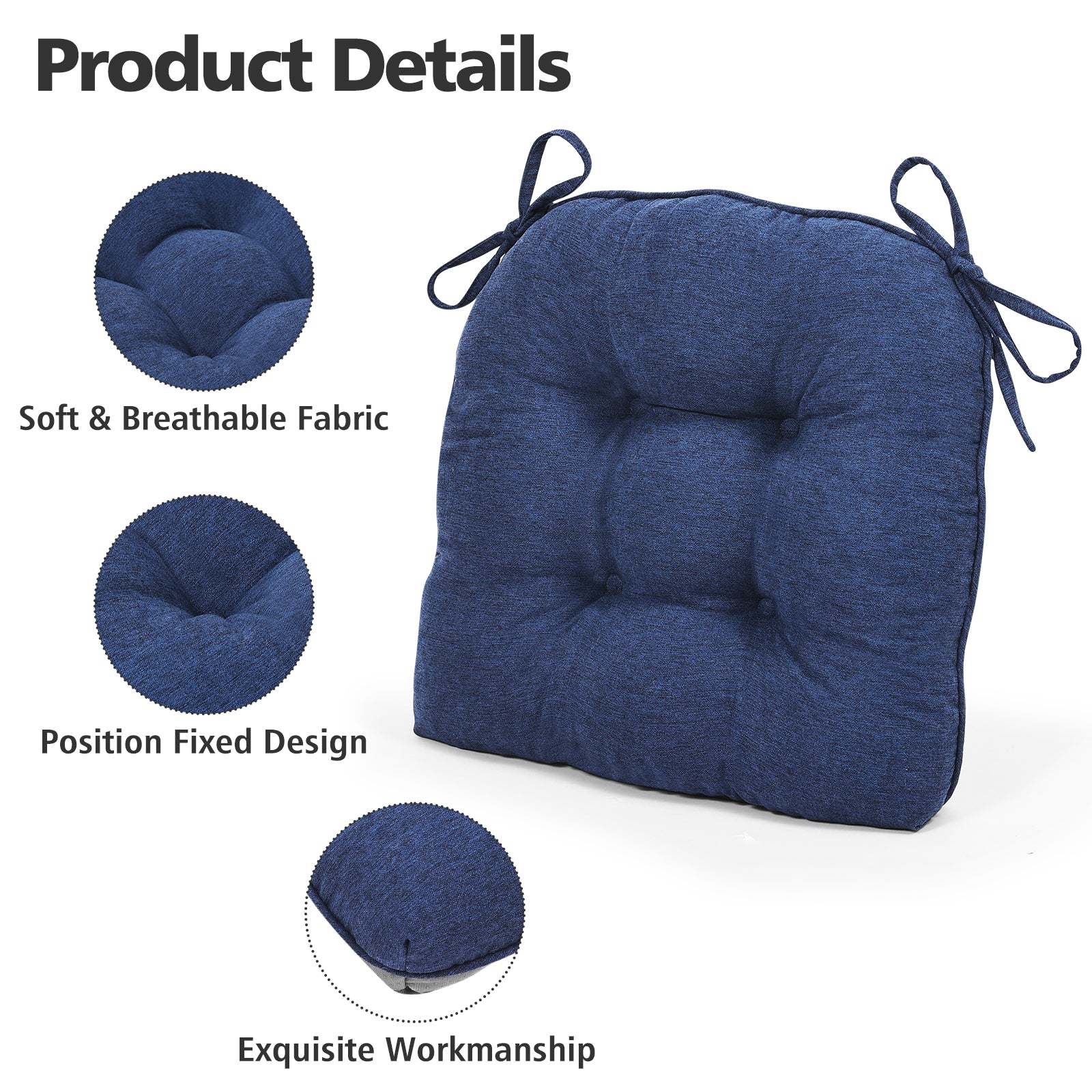 Chair Cushions for Dining Chairs Tufted Memory Foam Chair Pads Non-Slip Seat Cushions