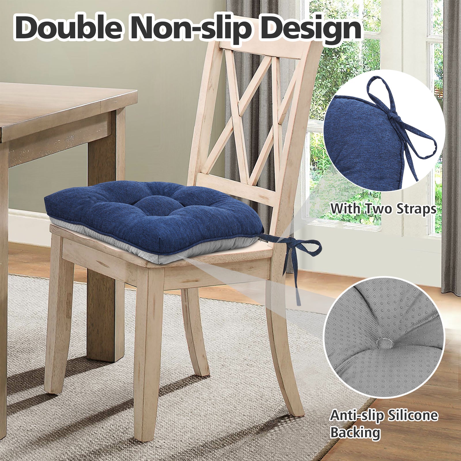 Chair Cushions for Dining Chairs Tufted Memory Foam Chair Pads Non-Slip Seat Cushions