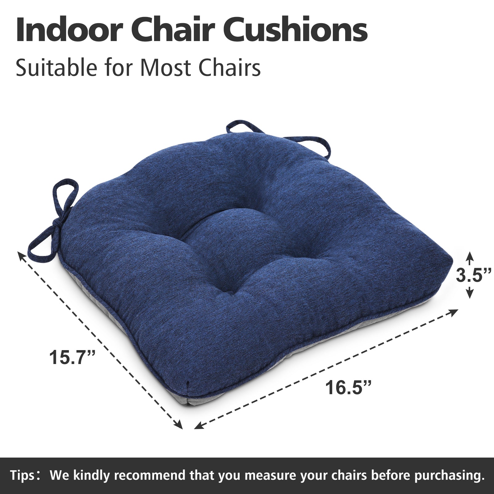 Chair Cushions for Dining Chairs Tufted Memory Foam Chair Pads Non-Slip Seat Cushions