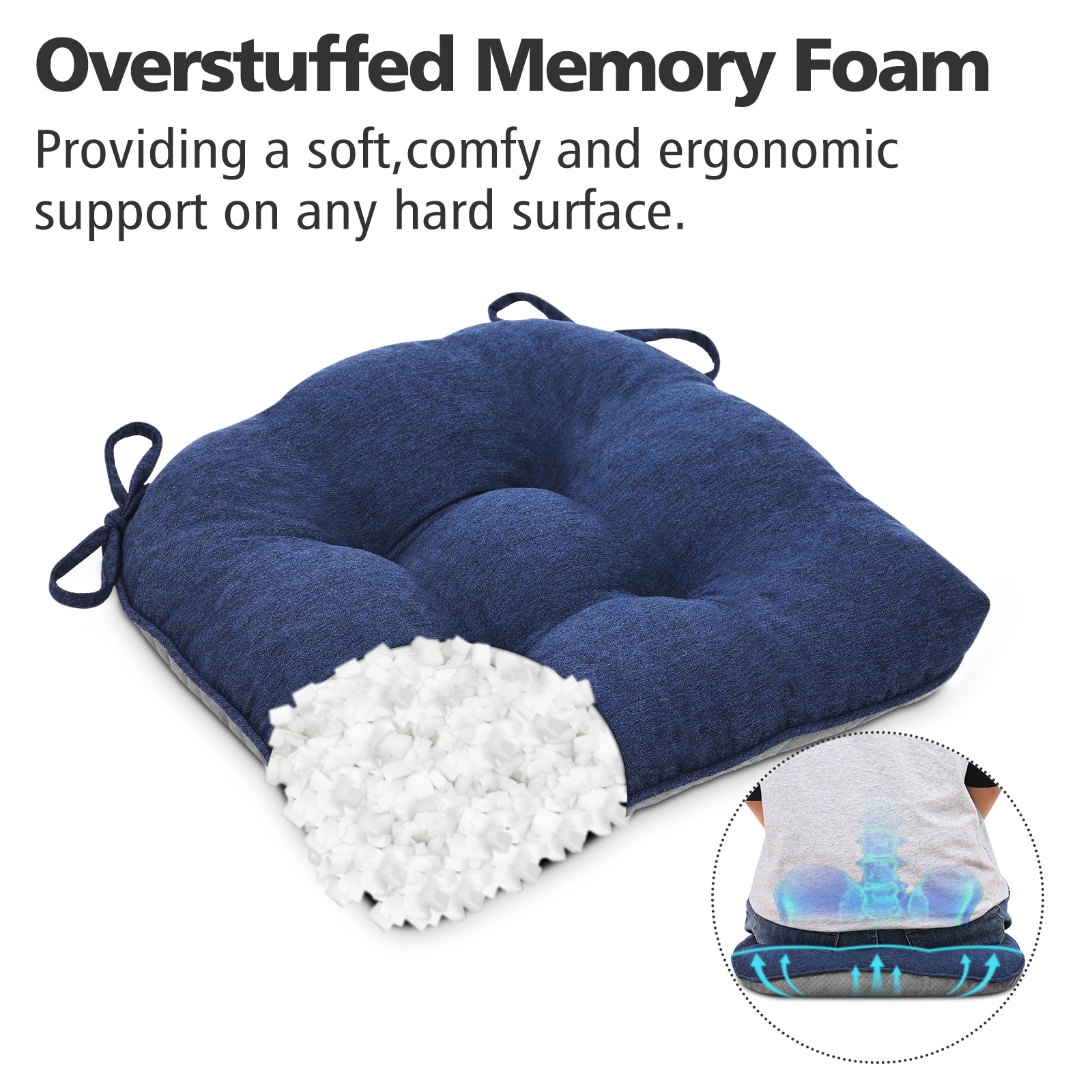 Chair Cushions for Dining Chairs Tufted Memory Foam Chair Pads Non-Slip Seat Cushions