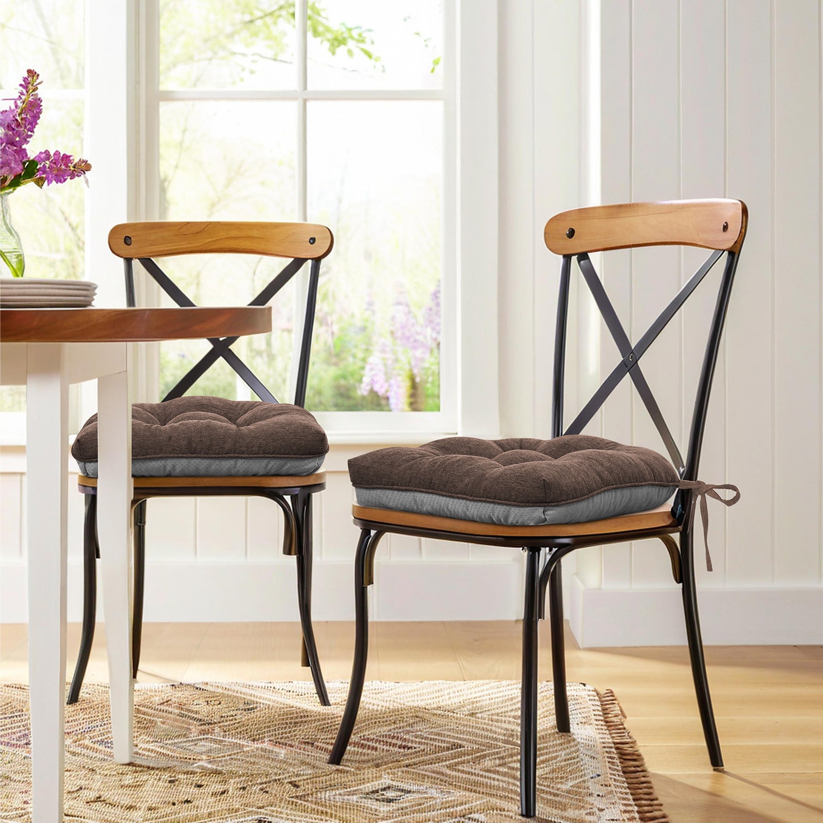 Chair Cushions for Dining Chairs Tufted Memory Foam Chair Pads Non-Slip Seat Cushions