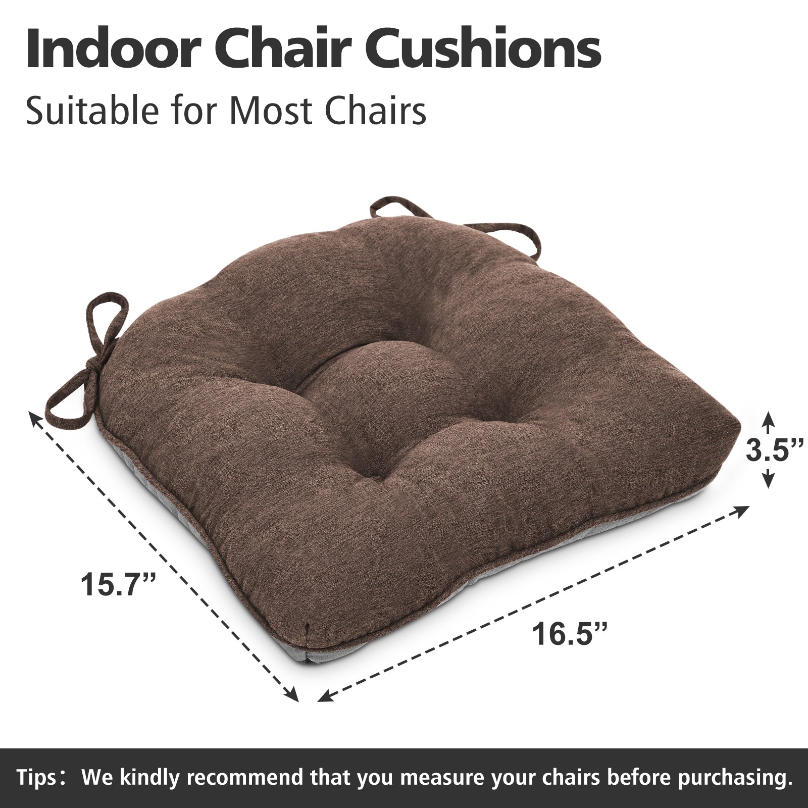 Chair Cushions for Dining Chairs Tufted Memory Foam Chair Pads Non-Slip Seat Cushions