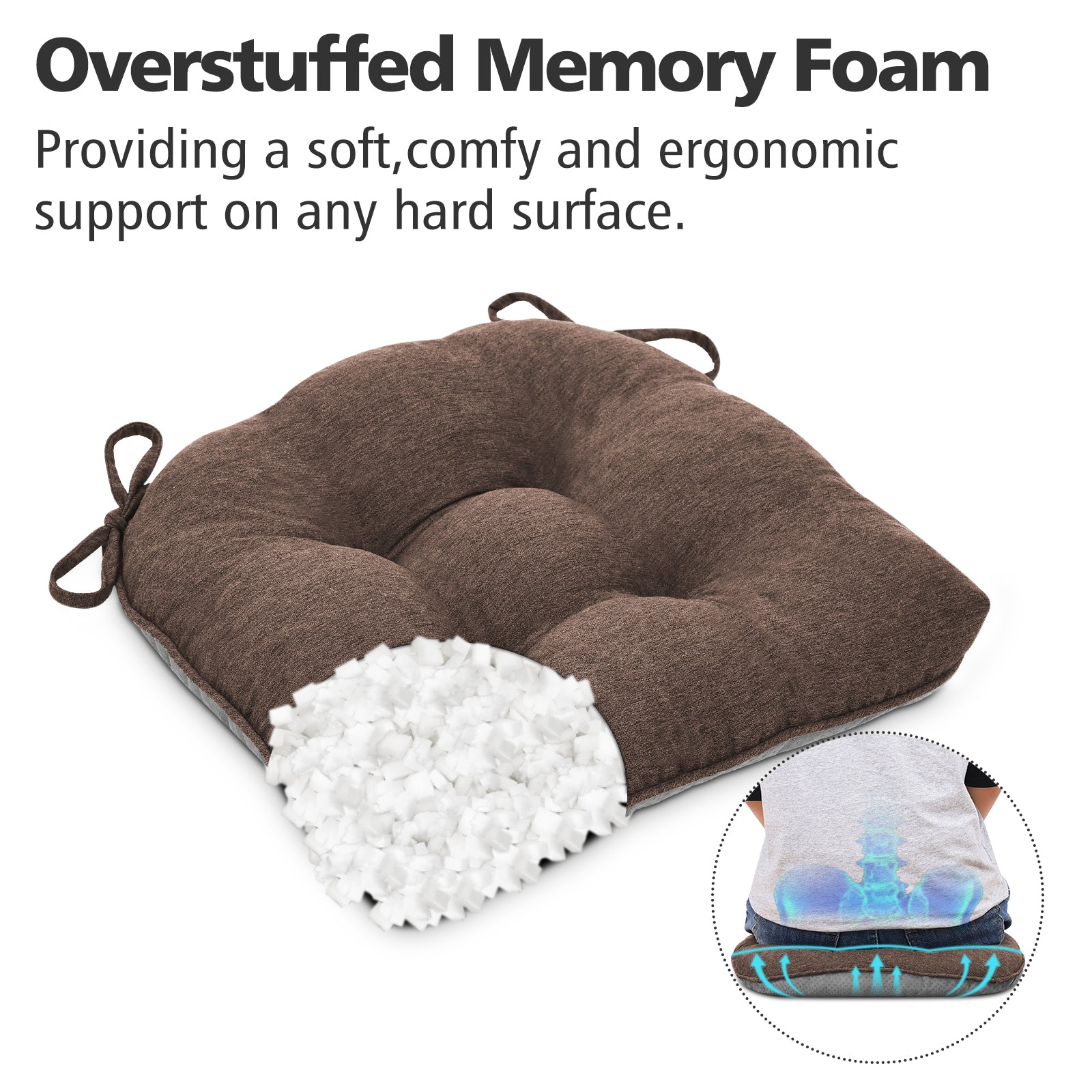 Chair Cushions for Dining Chairs Tufted Memory Foam Chair Pads Non-Slip Seat Cushions