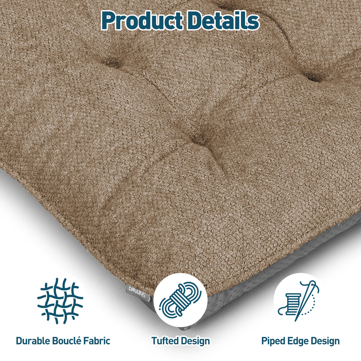 Kitchen Chair Cushions 3.5" Thick Bouclé Fabric Dining Chair Cushions - Shinnwa