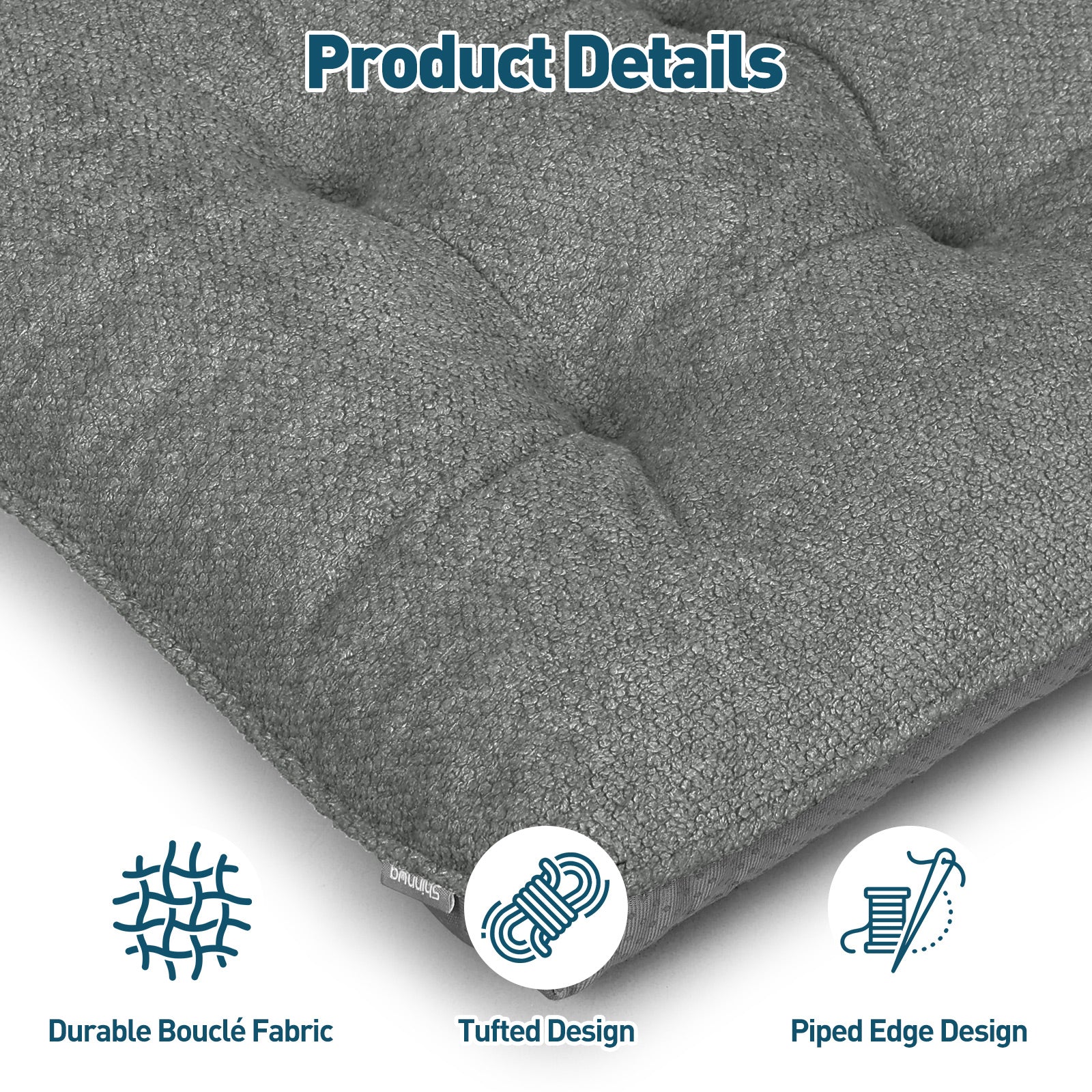 Kitchen Chair Cushions 3.5" Thick Bouclé Fabric Dining Chair Cushions - Shinnwa