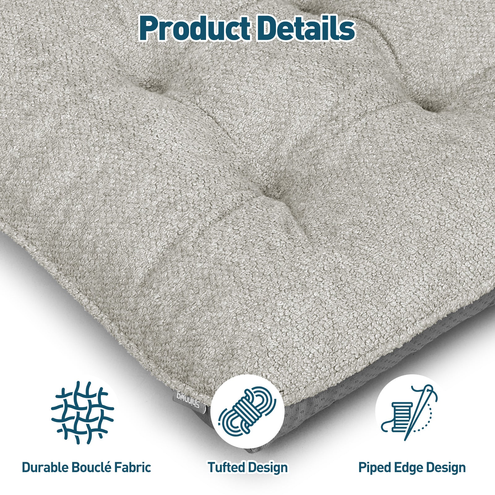 Kitchen Chair Cushions 3.5" Thick Bouclé Fabric Dining Chair Cushions - Shinnwa
