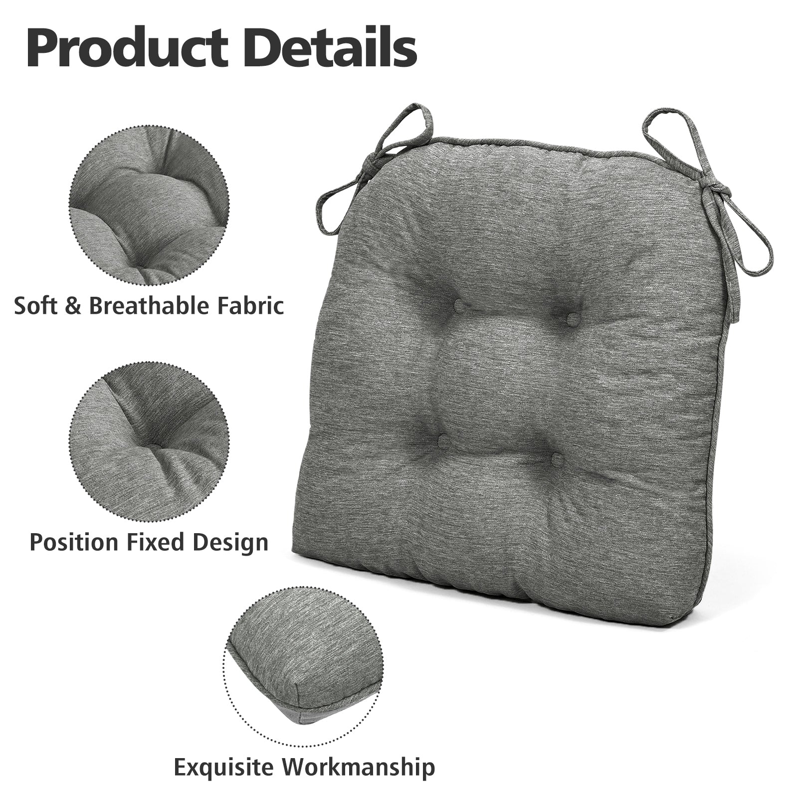Chair Cushions for Dining Chairs Tufted Memory Foam Chair Pads Non-Slip Seat Cushions