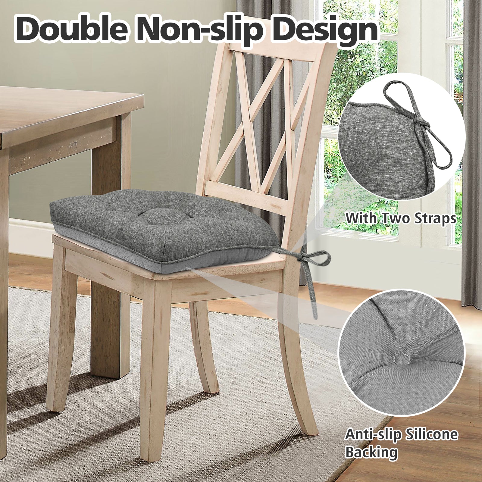 Chair Cushions for Dining Chairs Tufted Memory Foam Chair Pads Non-Slip Seat Cushions