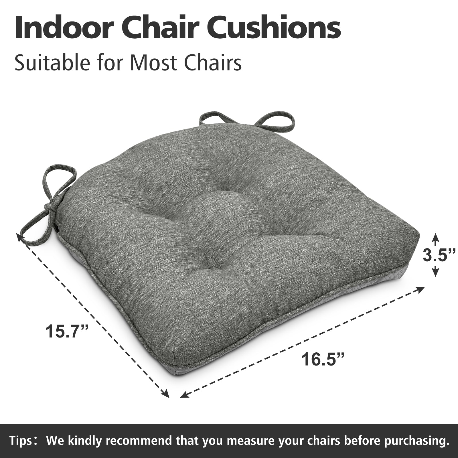 Chair Cushions for Dining Chairs Tufted Memory Foam Chair Pads Non-Slip Seat Cushions