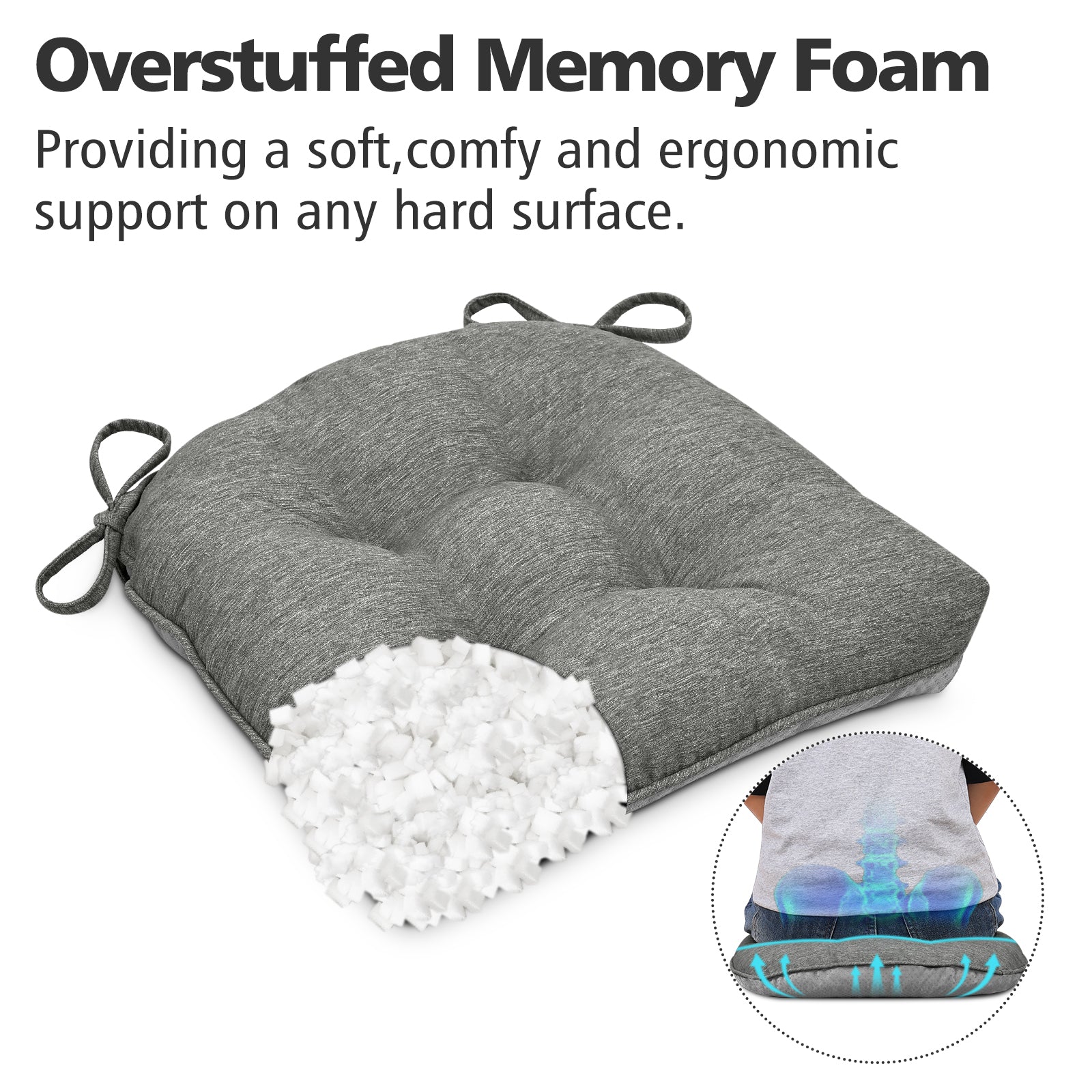 Chair Cushions for Dining Chairs Tufted Memory Foam Chair Pads Non-Slip Seat Cushions