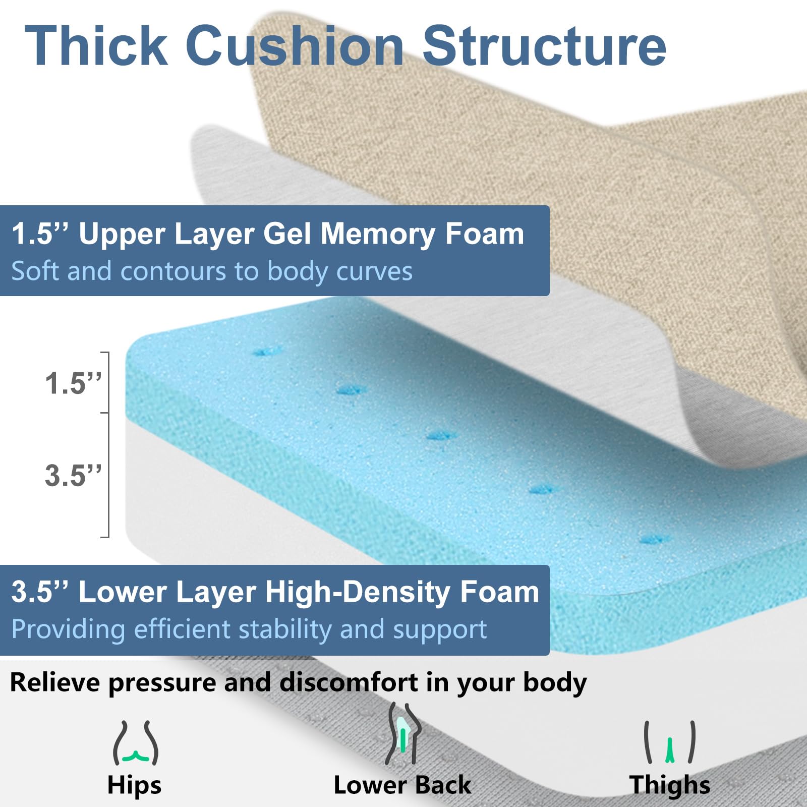 Recliner Chair Cushion Extra Large Memory Foam Seat Cushion