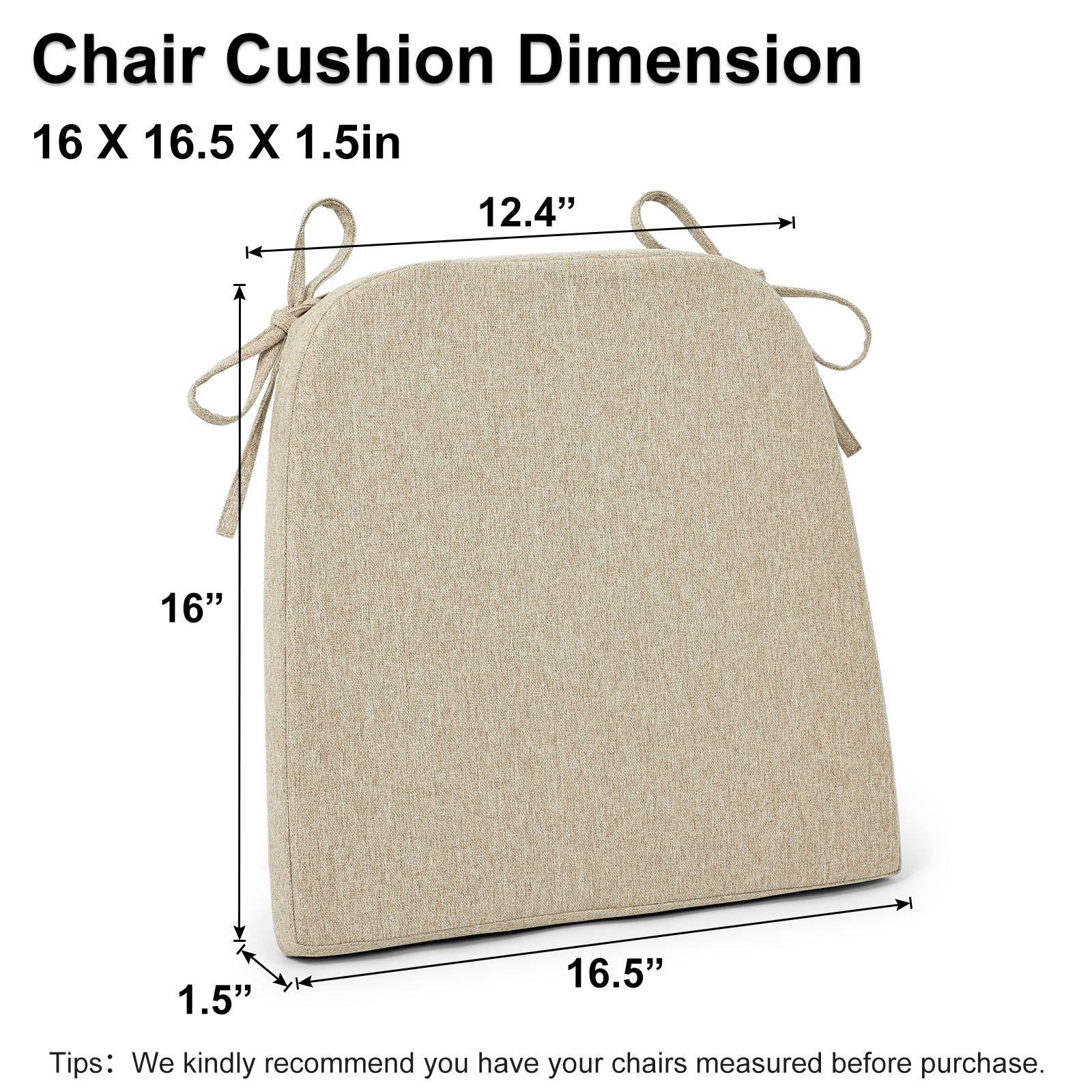 Dining Chair Cushions Set of 4 D-Shaped Seat Cushion - Shinnwa
