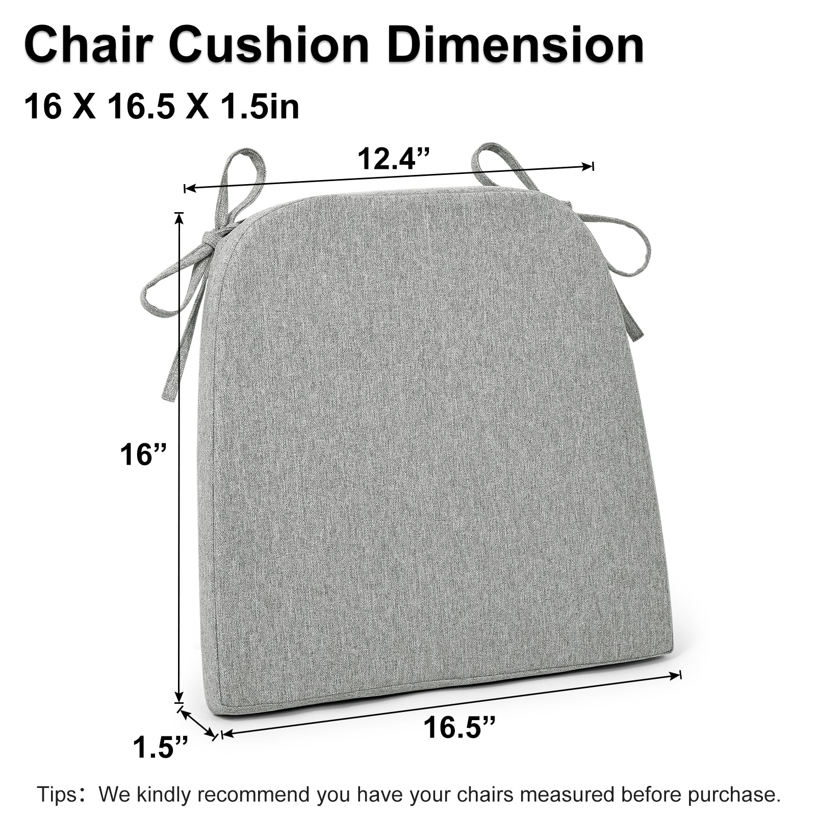 Dining Chair Cushions Set of 4 D-Shaped Seat Cushion - Shinnwa