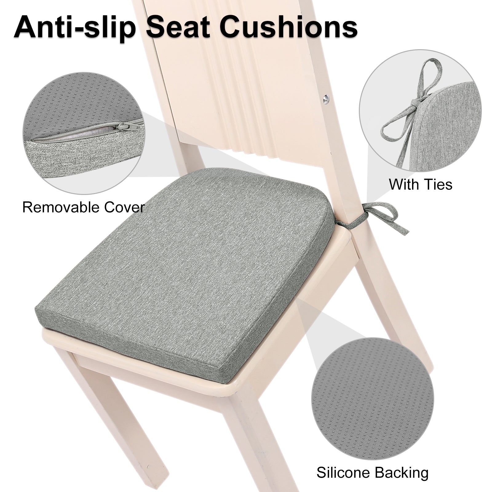 Dining Chair Cushions Set of 4 D-Shaped Seat Cushion - Shinnwa