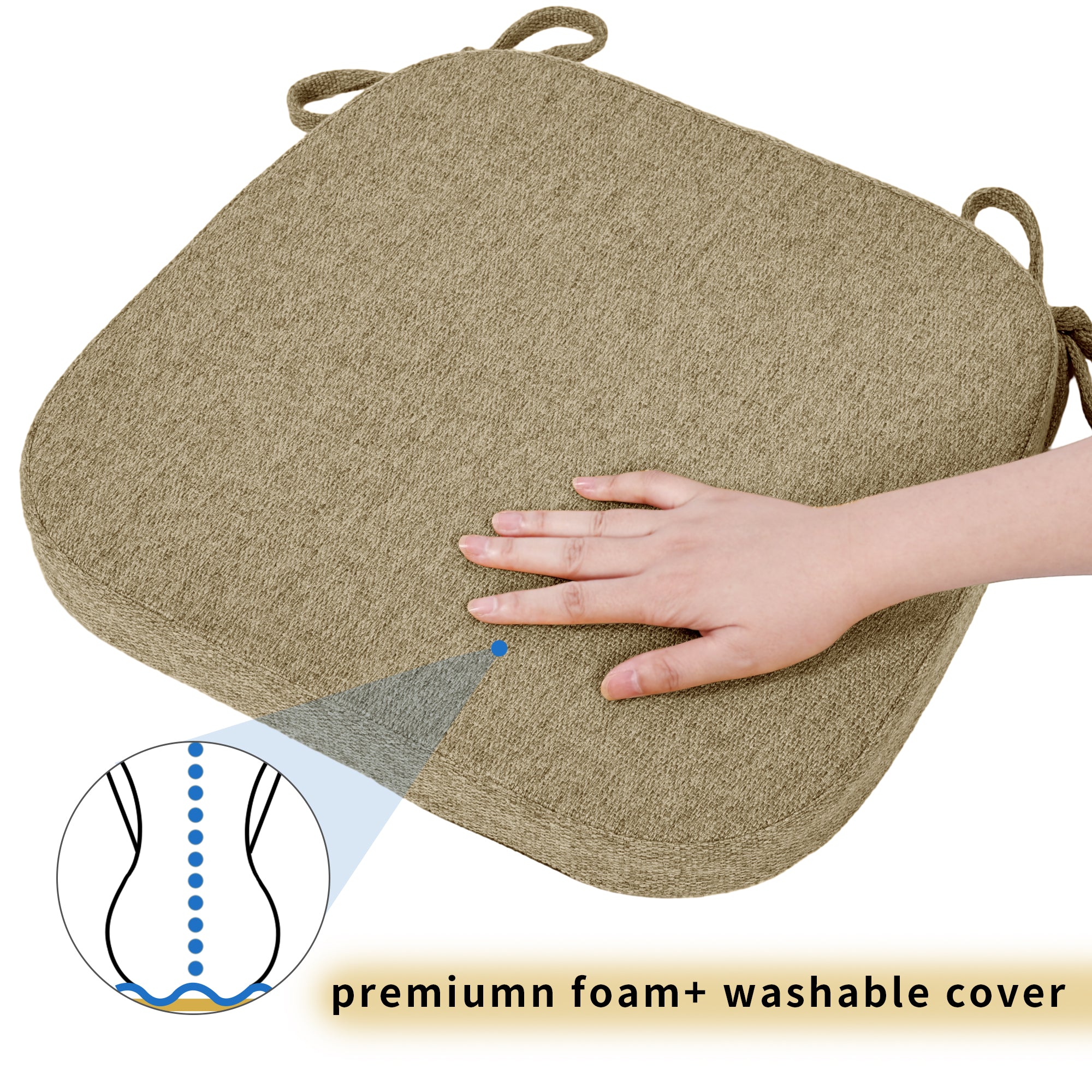 Square Memory Foam Dining Chair Cushion - Shinnwa