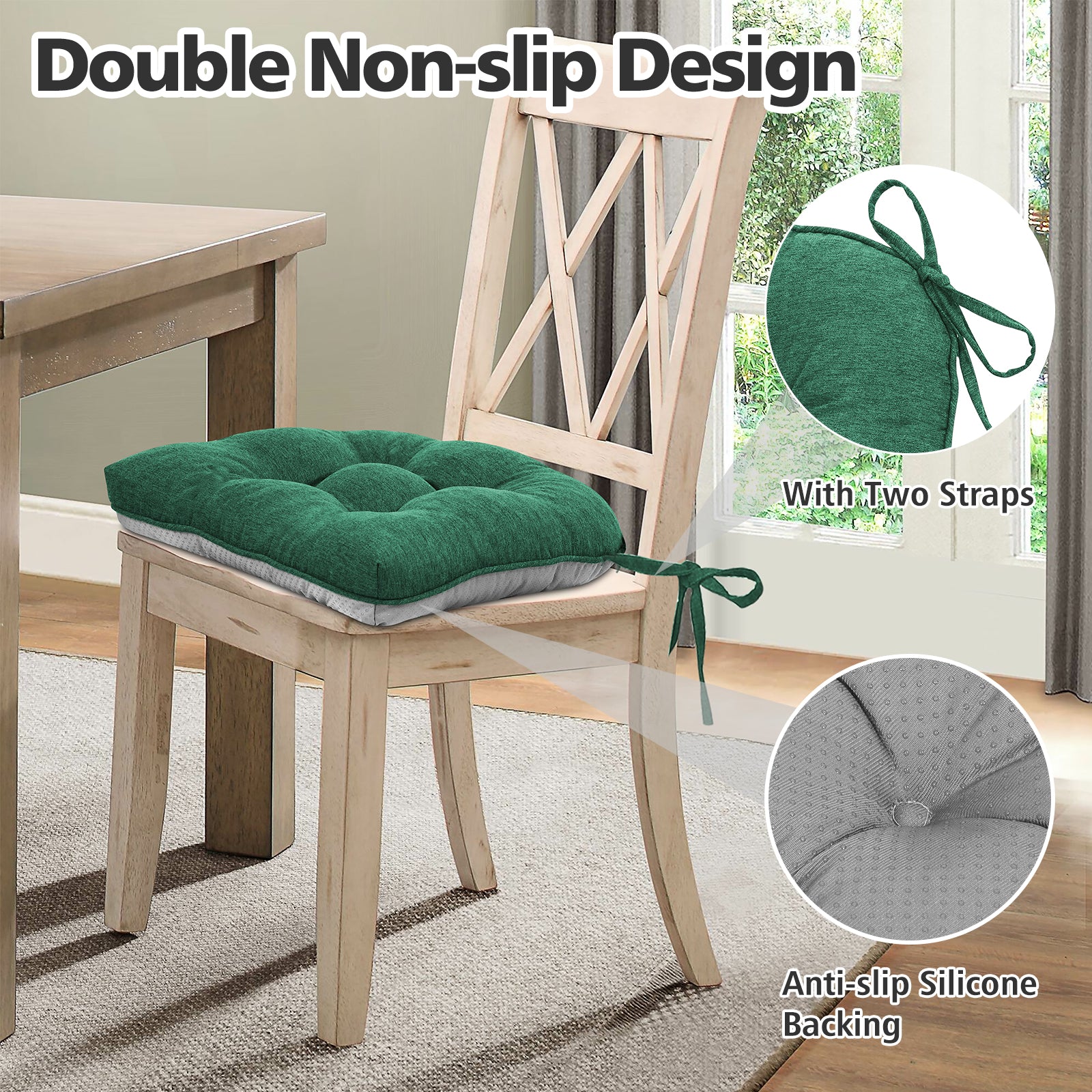 Chair Cushions for Dining Chairs Tufted Memory Foam Chair Pads Non-Slip Seat Cushions - Shinnwa