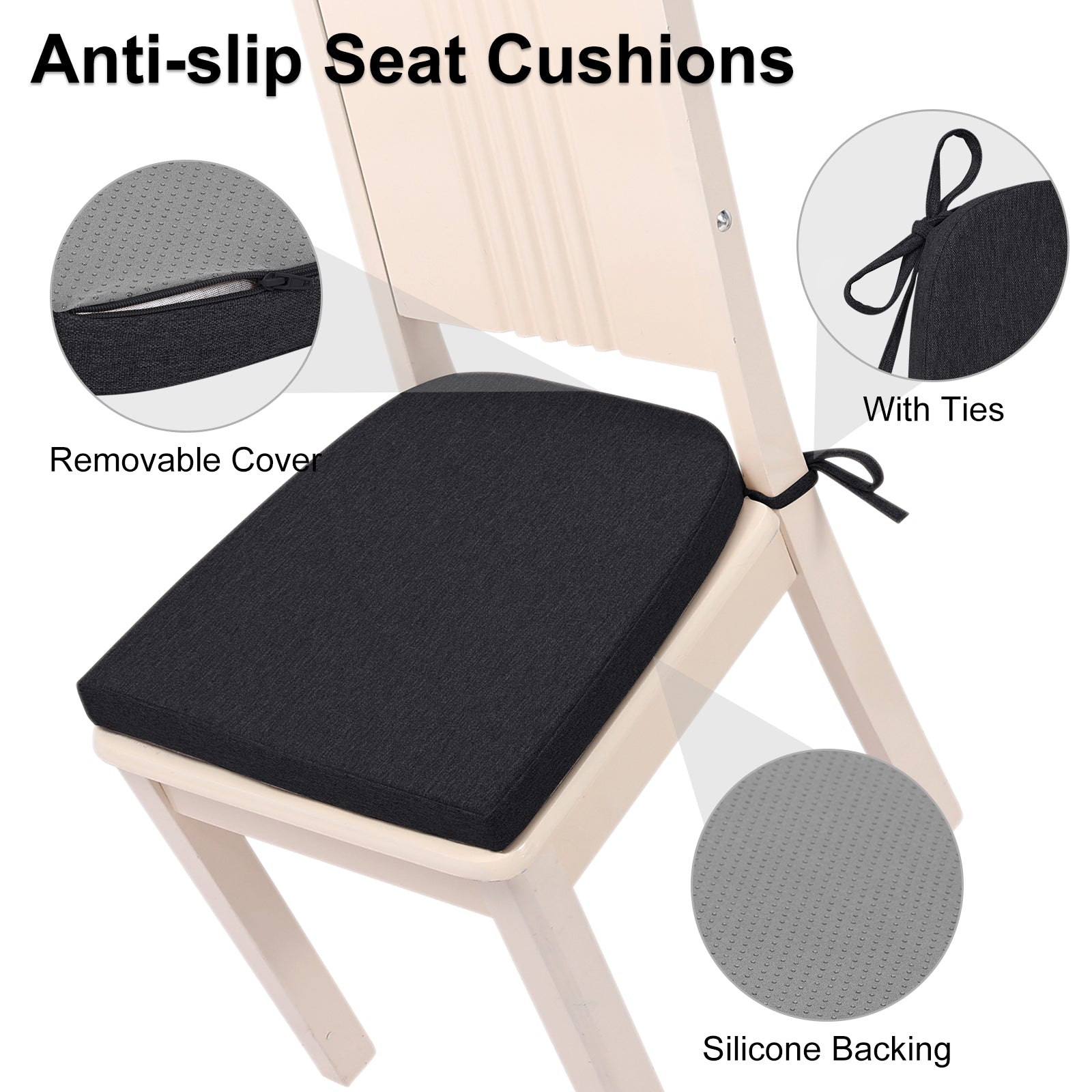 Dining Chair Cushions Set of 4 D-Shaped Seat Cushion - Shinnwa
