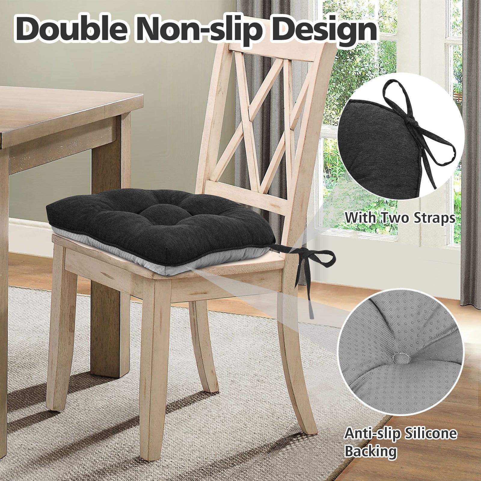 Chair Cushions for Dining Chairs Tufted Memory Foam Chair Pads Non-Slip Seat Cushions