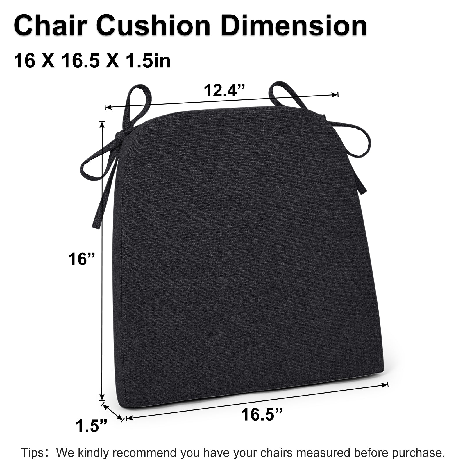 Dining Chair Cushions Set of 4 D-Shaped Seat Cushion - Shinnwa