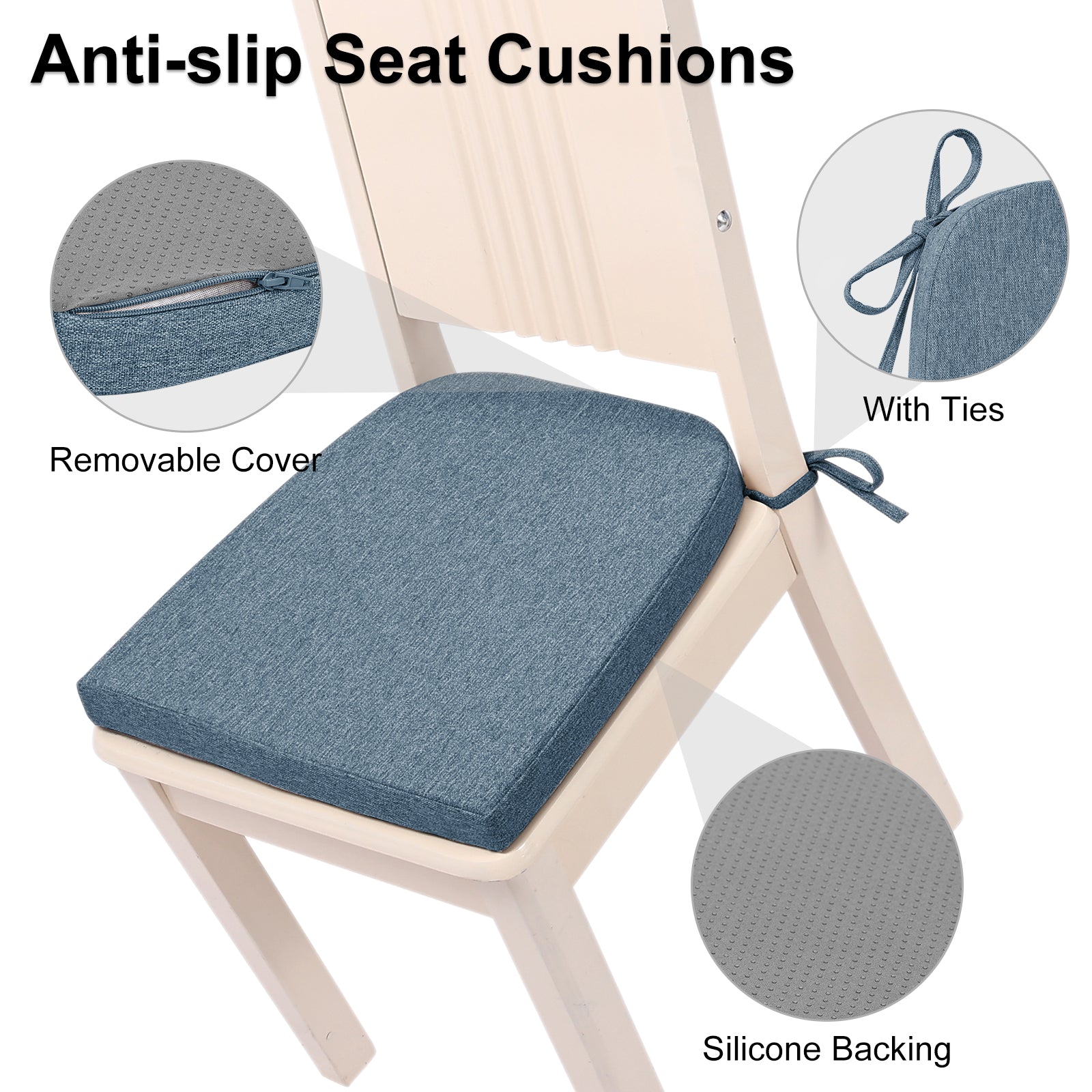 Dining Chair Cushions Set of 4 D-Shaped Seat Cushion - Shinnwa