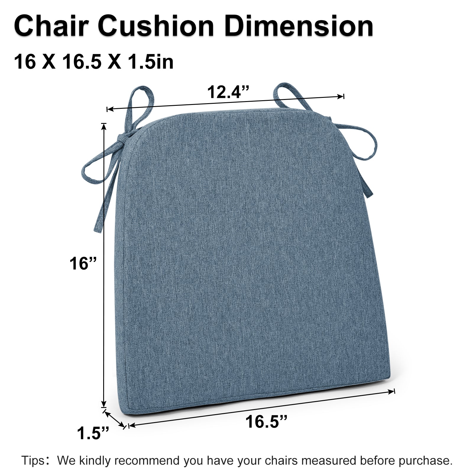 Dining Chair Cushions Set of 4 D-Shaped Seat Cushion - Shinnwa
