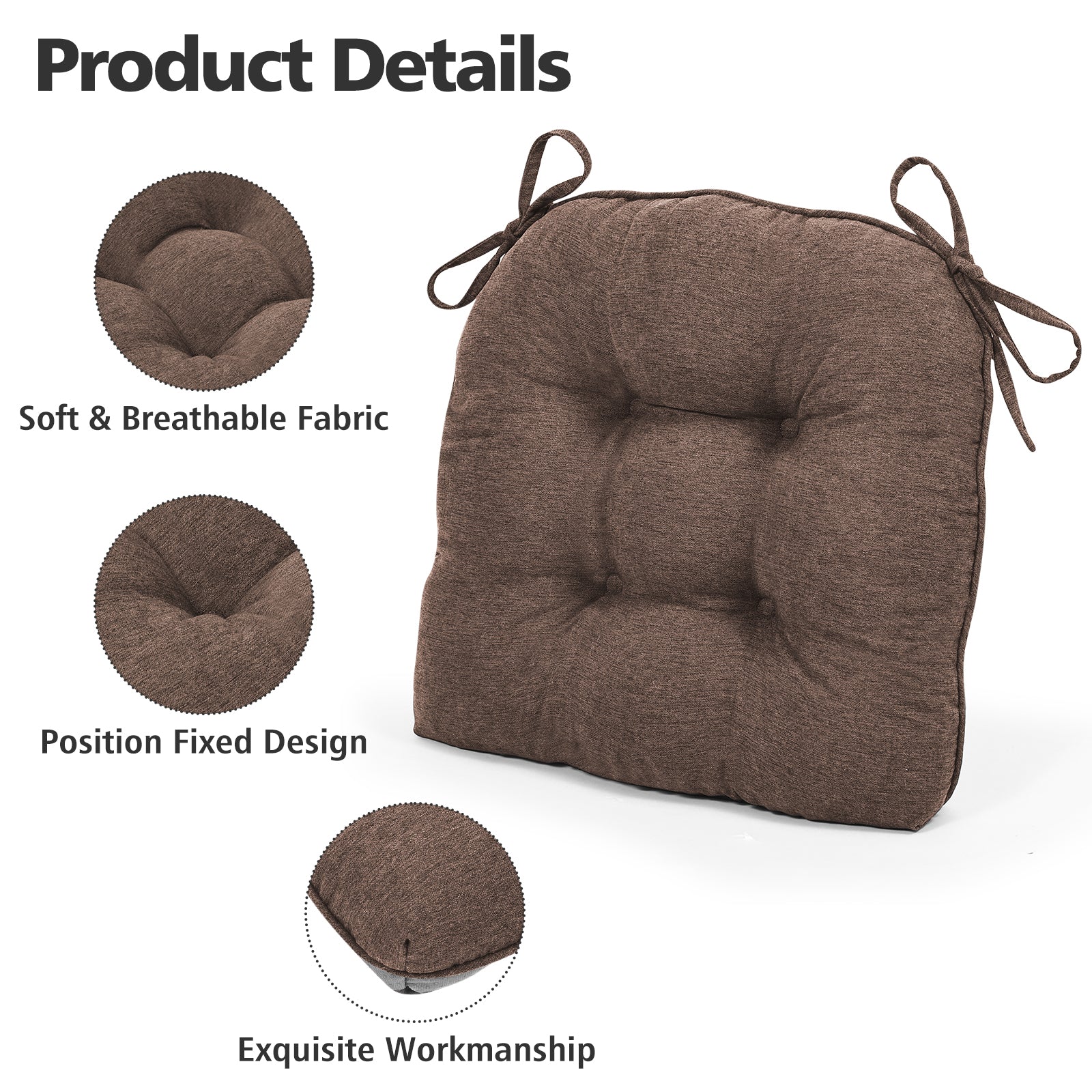 Chair Cushions for Dining Chairs Tufted Memory Foam Chair Pads Non-Slip Seat Cushions