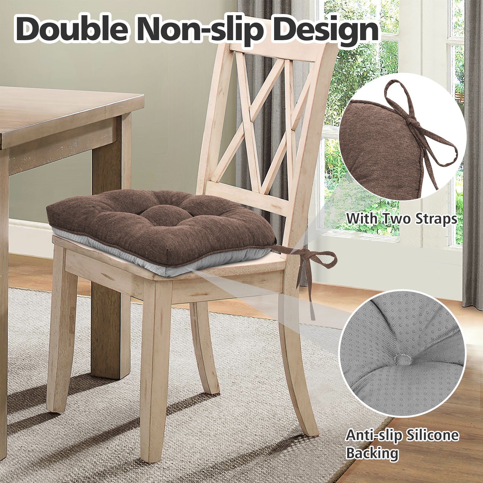 Chair Cushions for Dining Chairs Tufted Memory Foam Chair Pads Non-Slip Seat Cushions