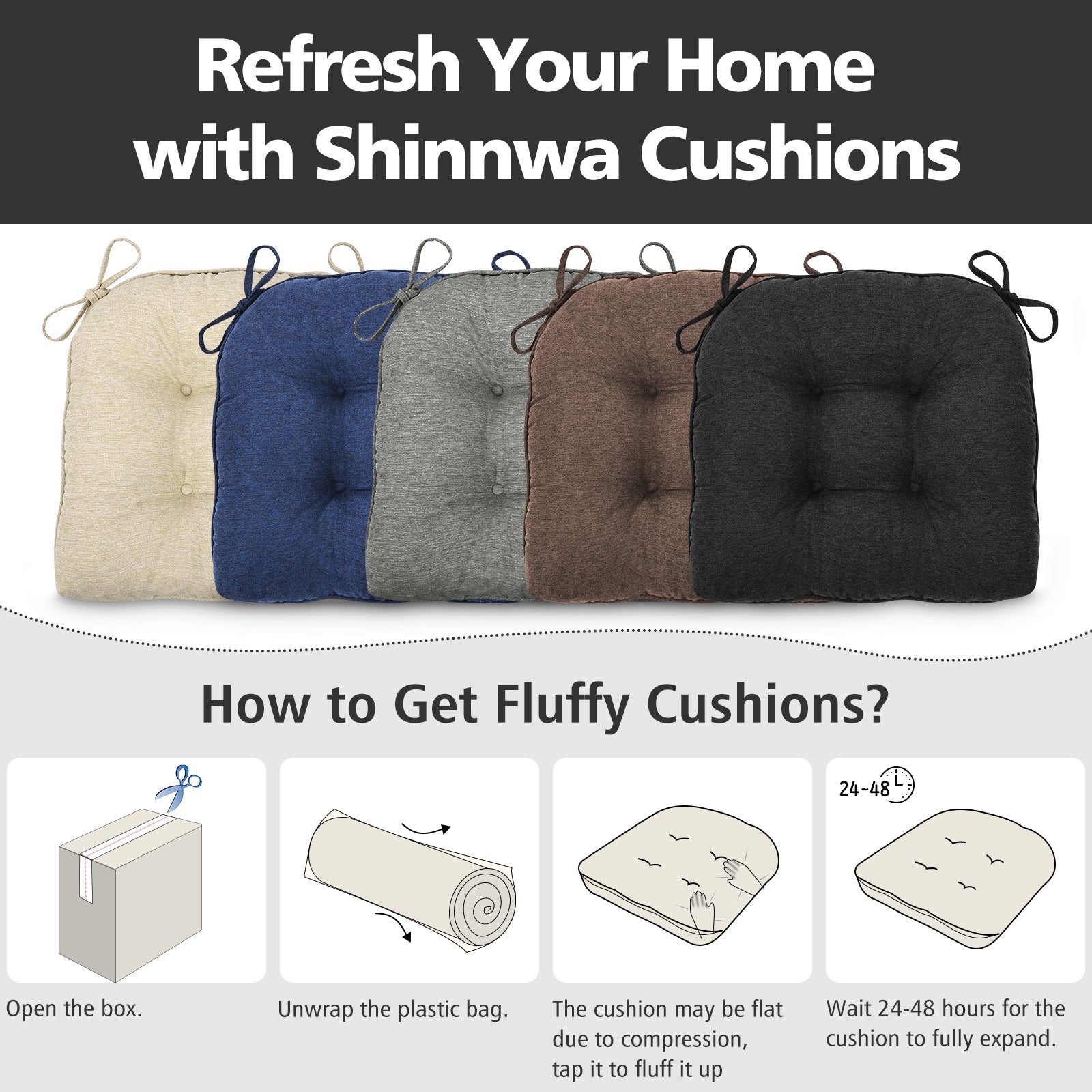 Chair Cushions for Dining Chairs Tufted Memory Foam Chair Pads Non-Slip Seat Cushions