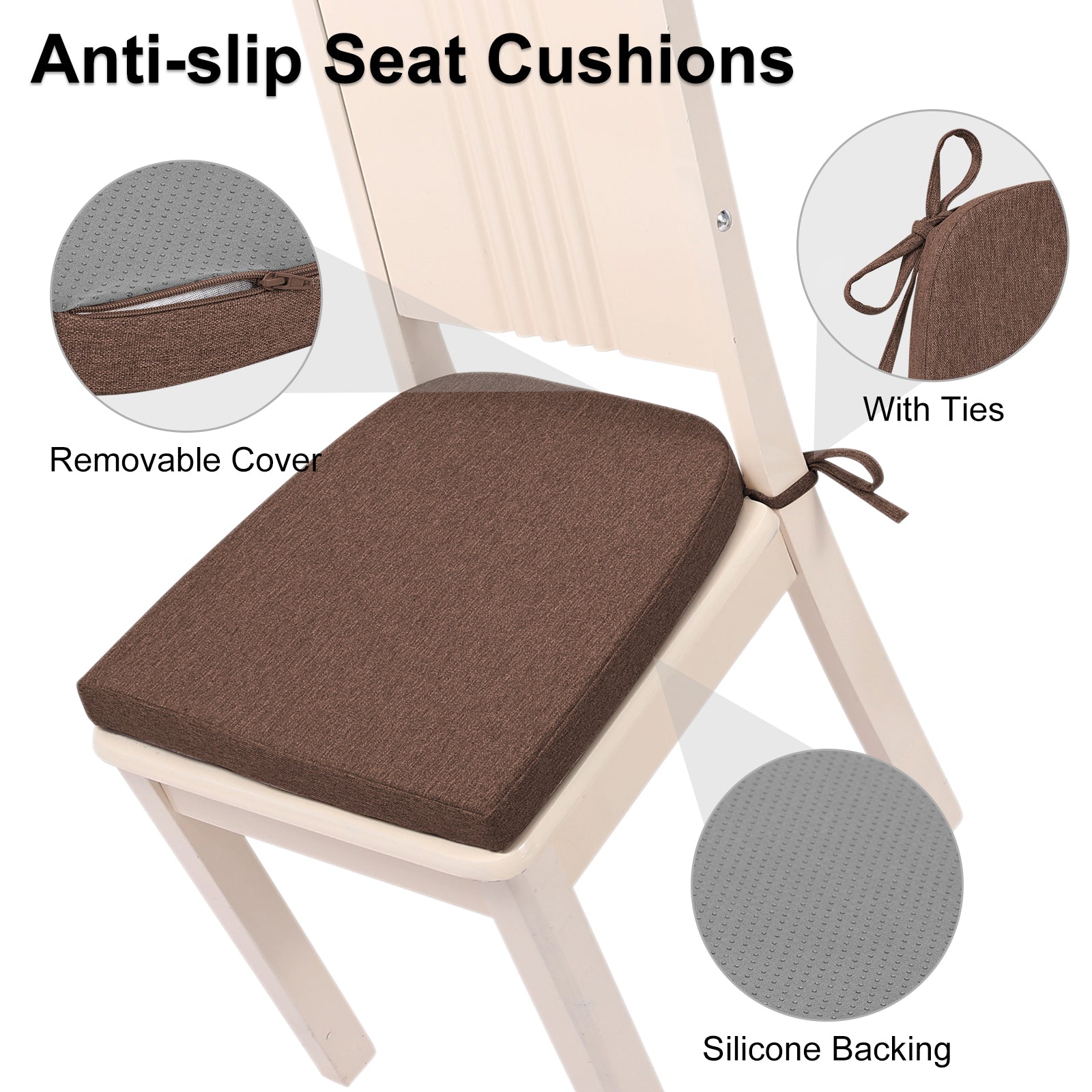 Dining Chair Cushions Set of 4 D-Shaped Seat Cushion - Shinnwa