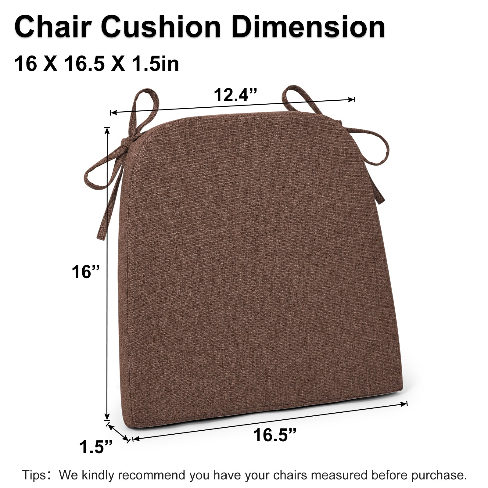 Dining Chair Cushions Set of 4 D-Shaped Seat Cushion - Shinnwa