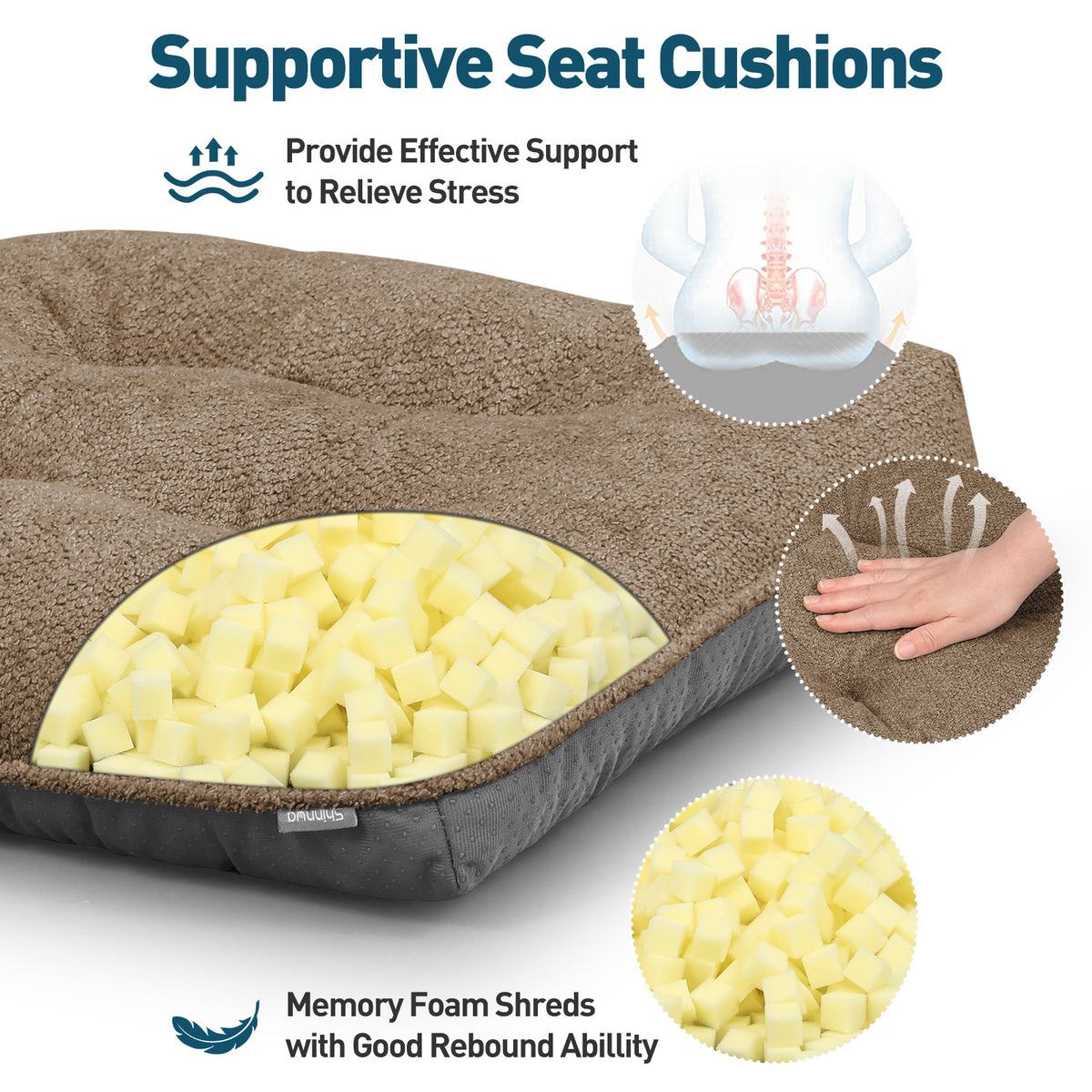 Kitchen Chair Cushions 3.5" Thick Bouclé Fabric Dining Chair Cushions - Shinnwa