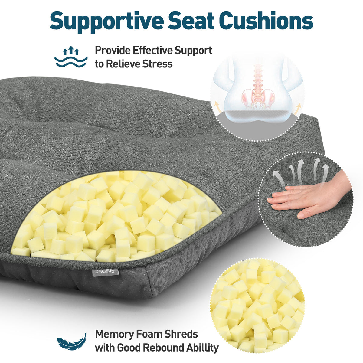 Kitchen Chair Cushions 3.5" Thick Bouclé Fabric Dining Chair Cushions - Shinnwa