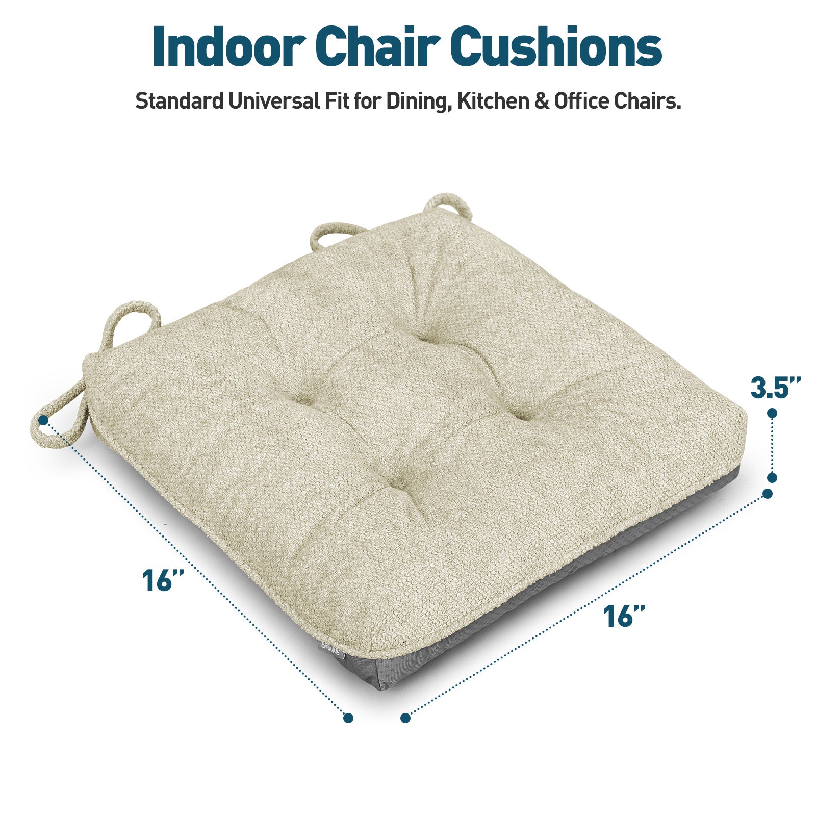 Kitchen Chair Cushions 3.5" Thick Bouclé Fabric Dining Chair Cushions - Shinnwa