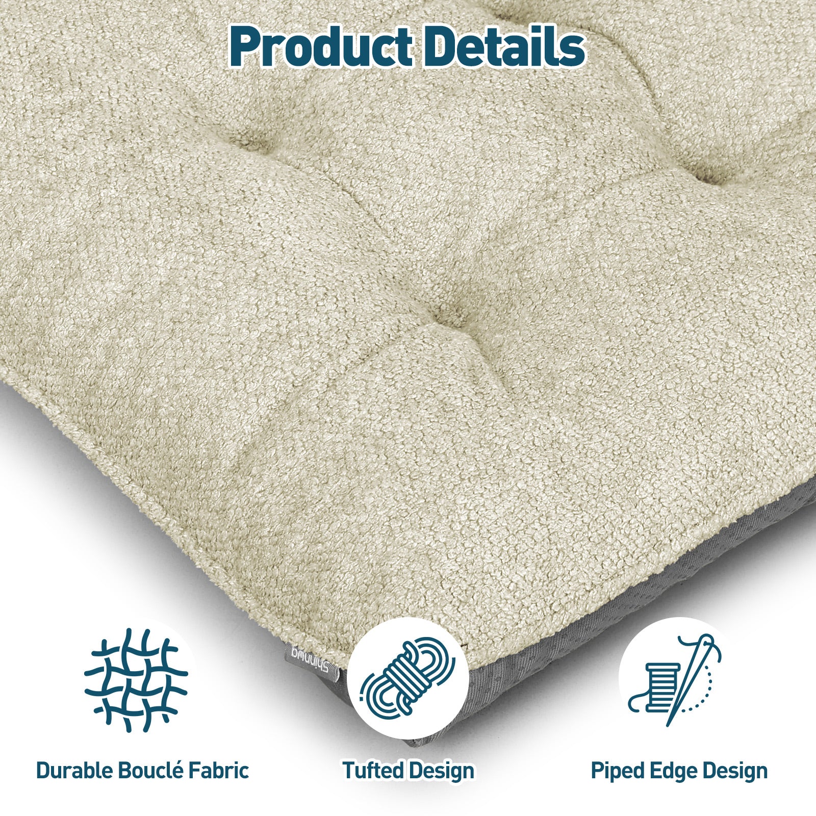 Kitchen Chair Cushions 3.5" Thick Bouclé Fabric Dining Chair Cushions - Shinnwa