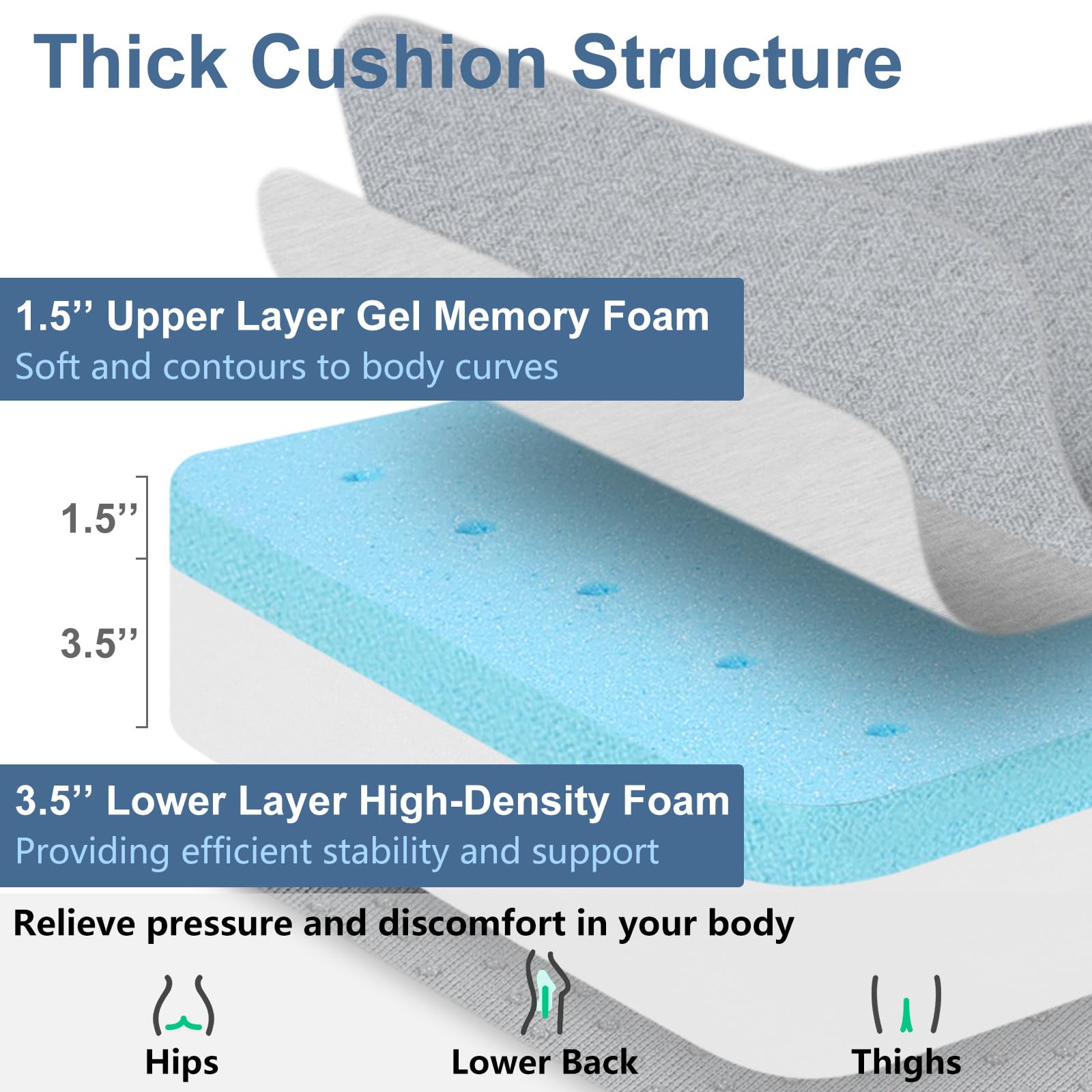 Recliner Chair Cushion Extra Large Memory Foam Seat Cushion