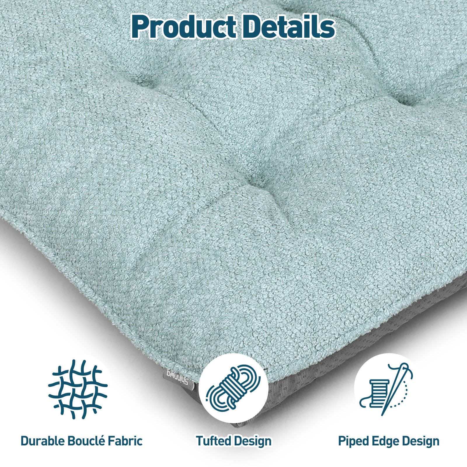 Kitchen Chair Cushions 3.5" Thick Bouclé Fabric Dining Chair Cushions - Shinnwa