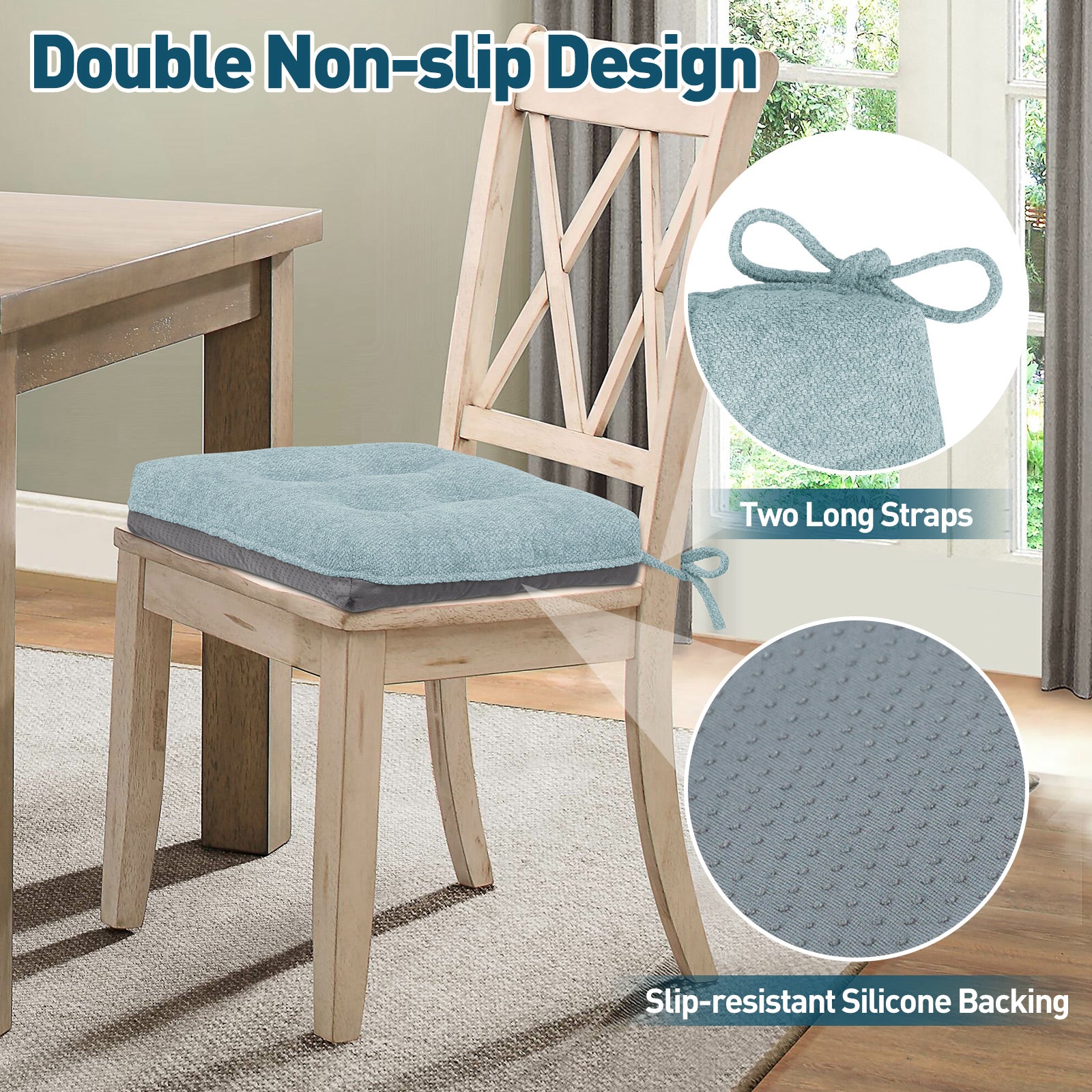 Kitchen Chair Cushions 3.5" Thick Bouclé Fabric Dining Chair Cushions - Shinnwa